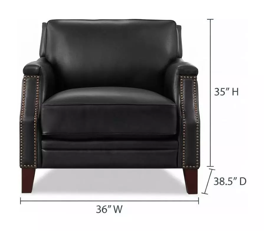 Camden Black Leather Upholstered Accent Chair with Nailhead Trim