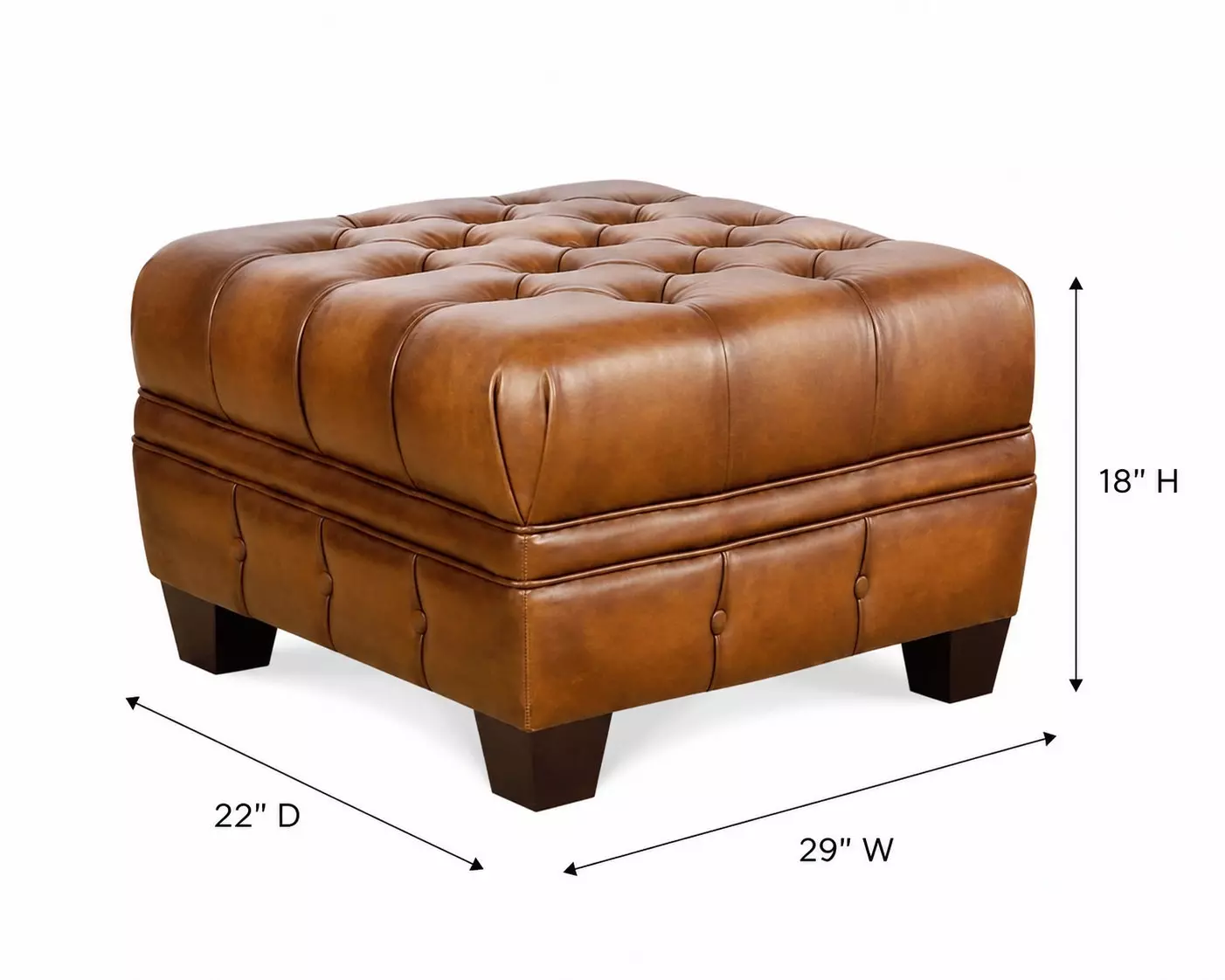 Haworth Saddle Leather Upholstered Rectangular Ottoman