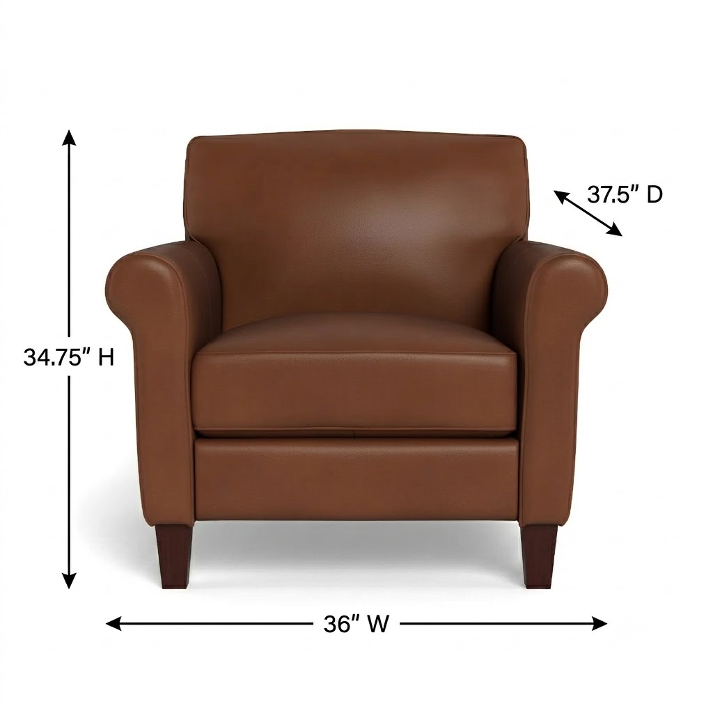 Lachlan Pecan Leather Upholstered Accent Chair