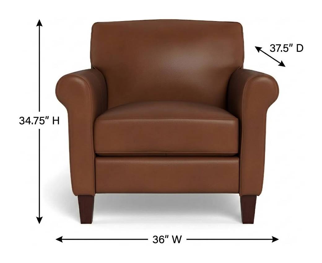 Lachlan Pecan Leather Upholstered Accent Chair