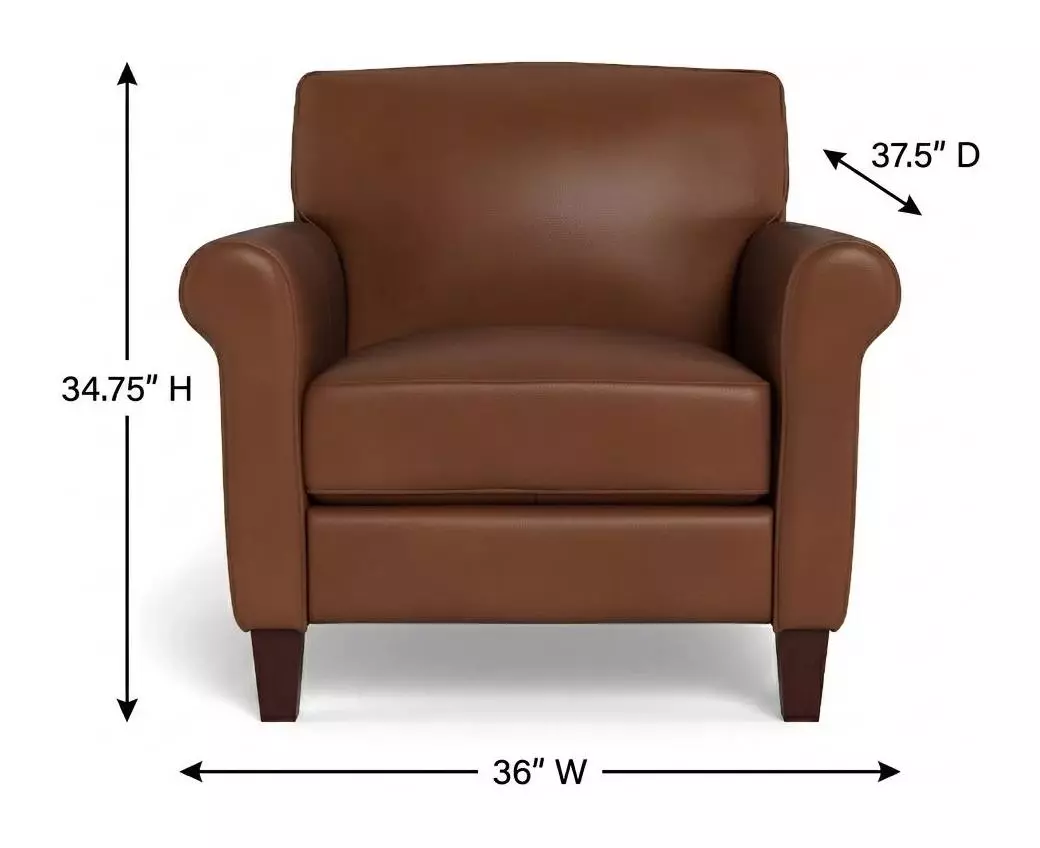 Lachlan Pecan Leather Upholstered Accent Chair