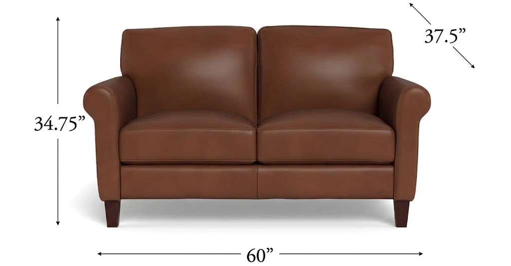Lachlan Pecan Leather 60" Loveseat