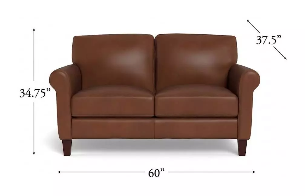 Lachlan Pecan Leather 60" Loveseat