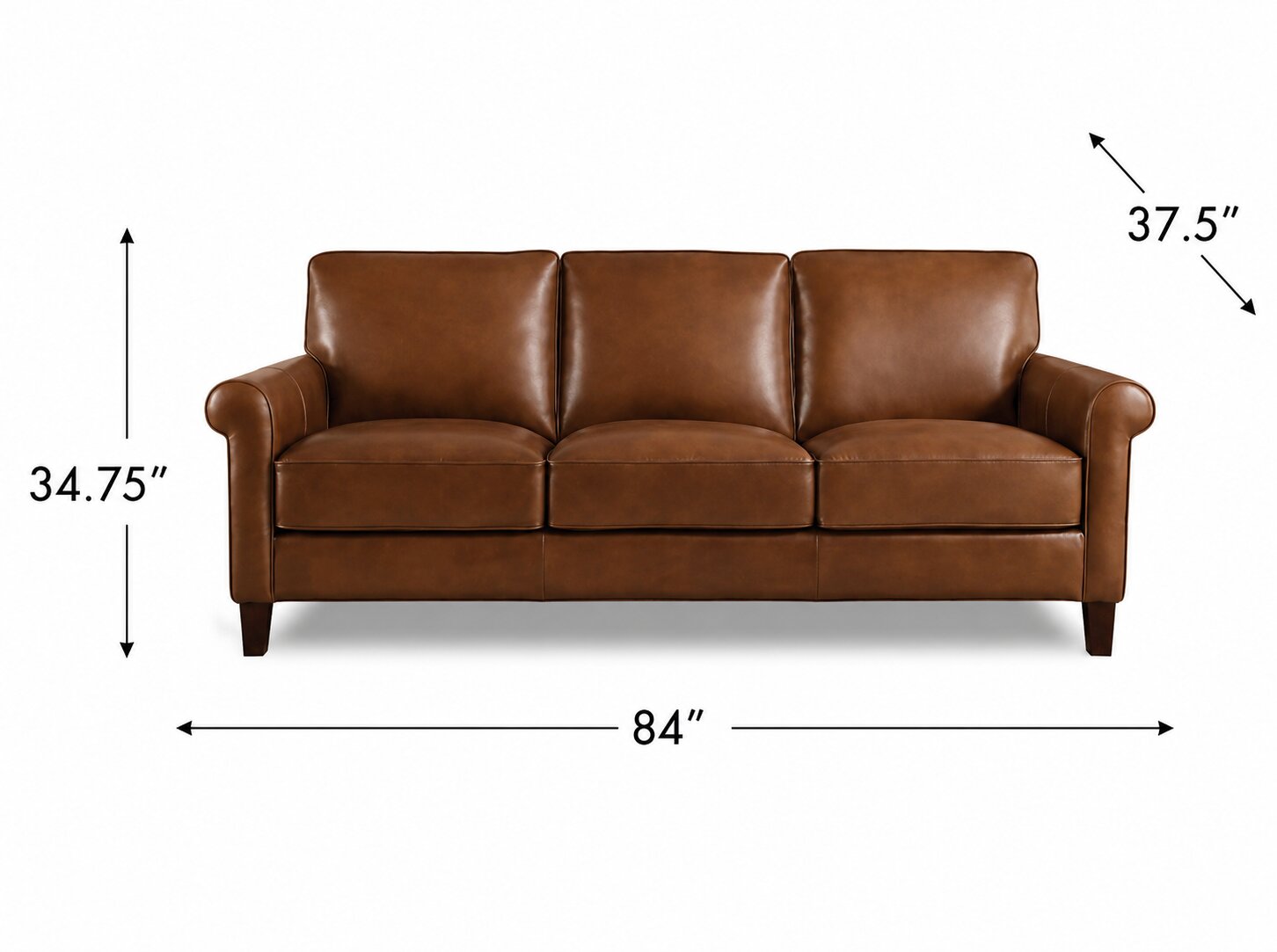Lachlan Pecan Leather 84" Sofa