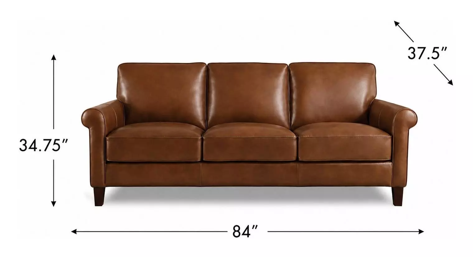 Lachlan Pecan Leather 84" Sofa