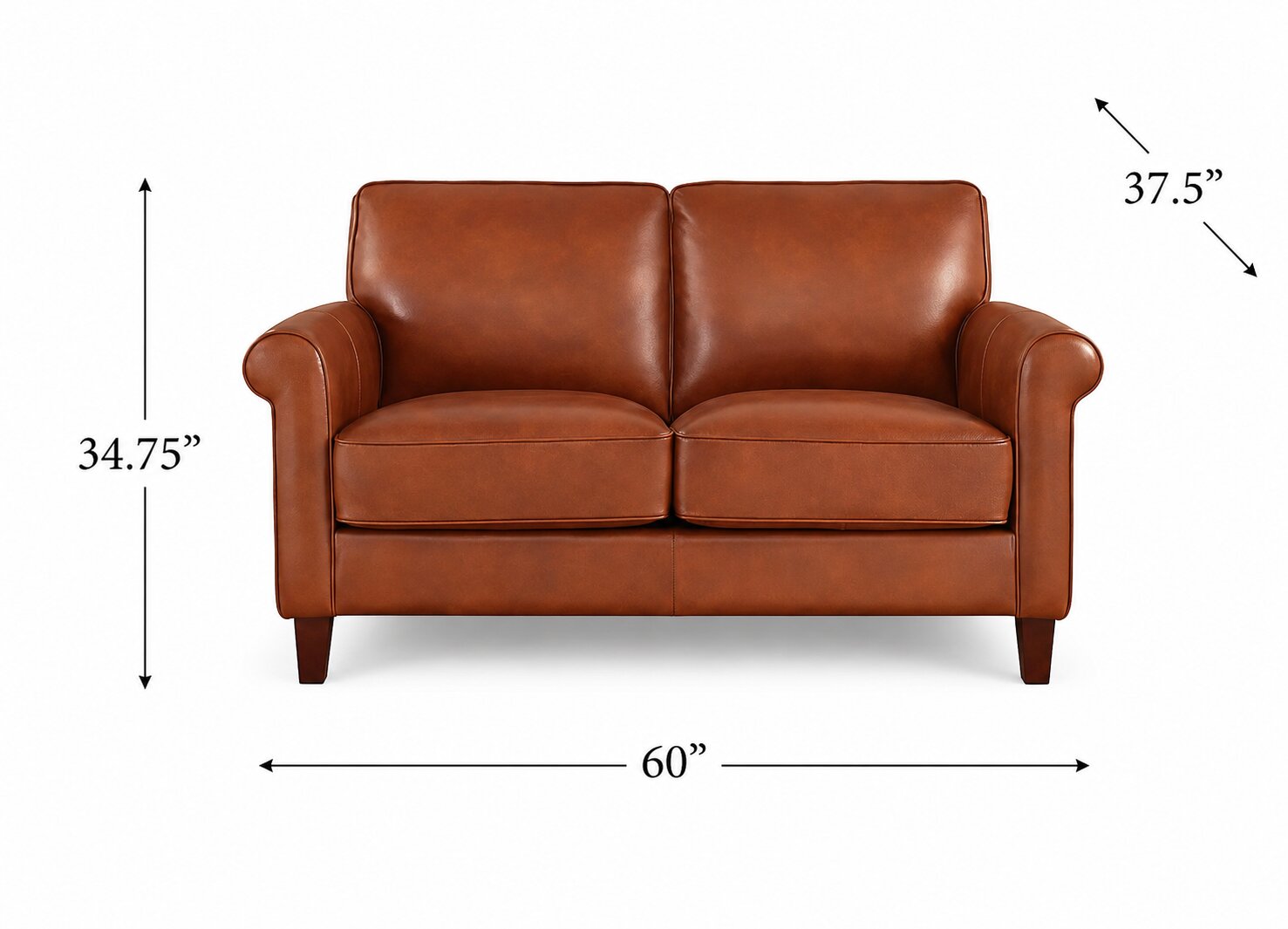 Lachlan Nutmeg Leather 60" Loveseat
