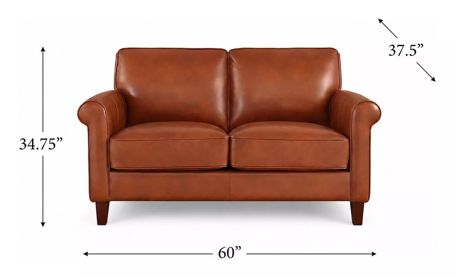 Lachlan Nutmeg Leather 60" Loveseat