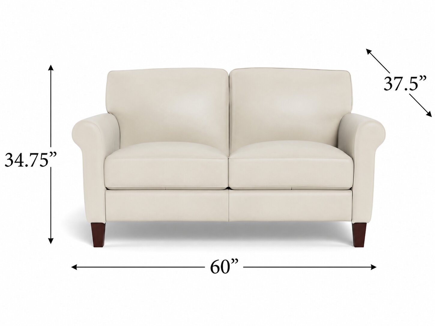 Lachlan Vanilla Leather 60" Loveseat