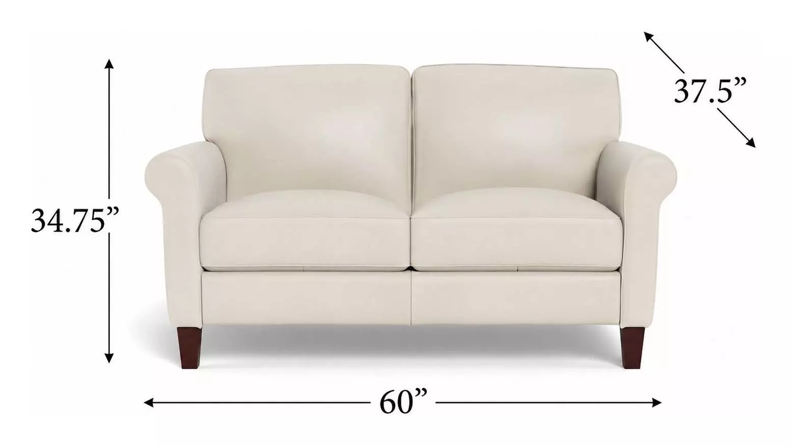 Lachlan Vanilla Leather 60" Loveseat