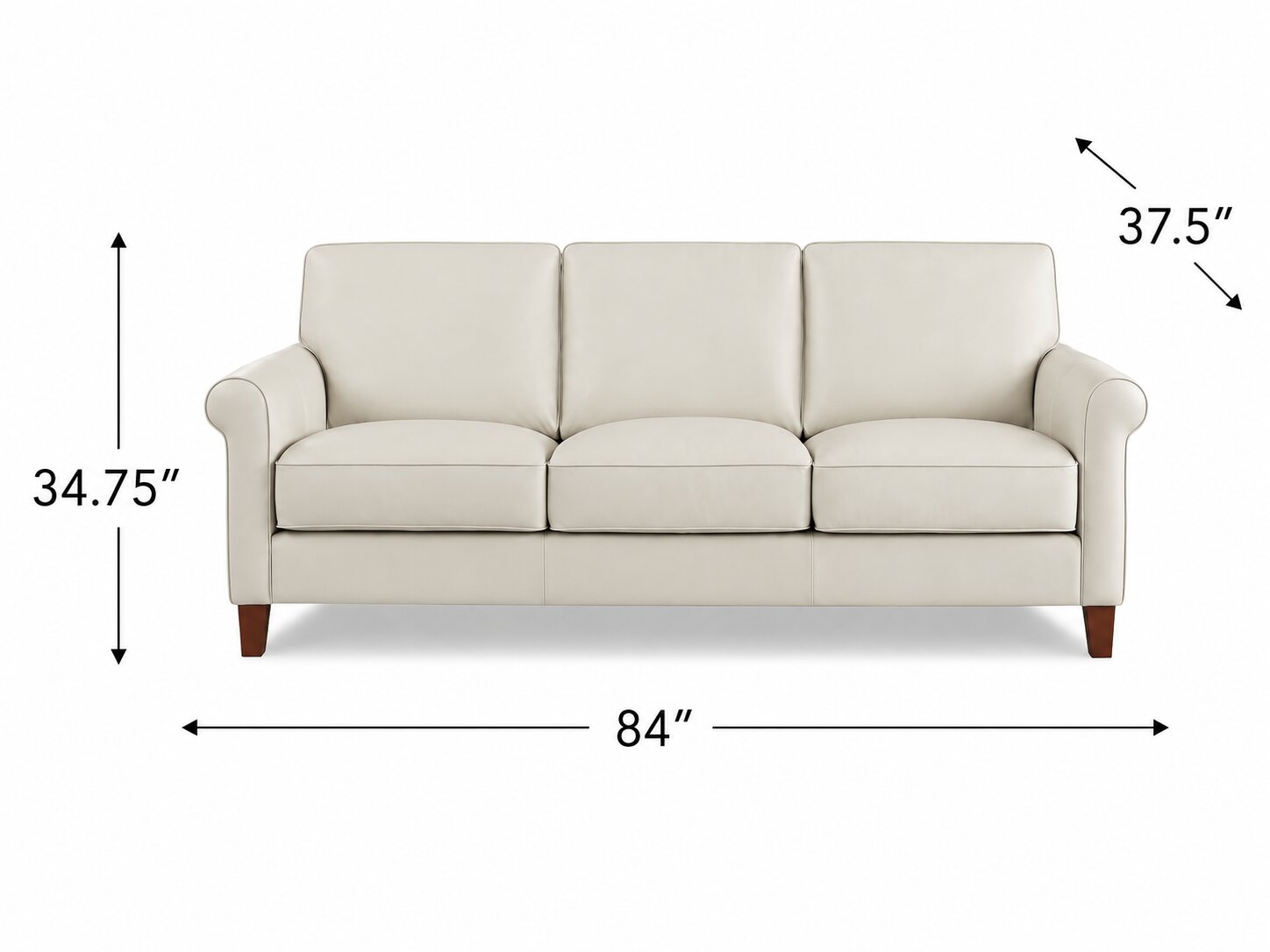 Lachlan Vanilla Leather 84" Sofa