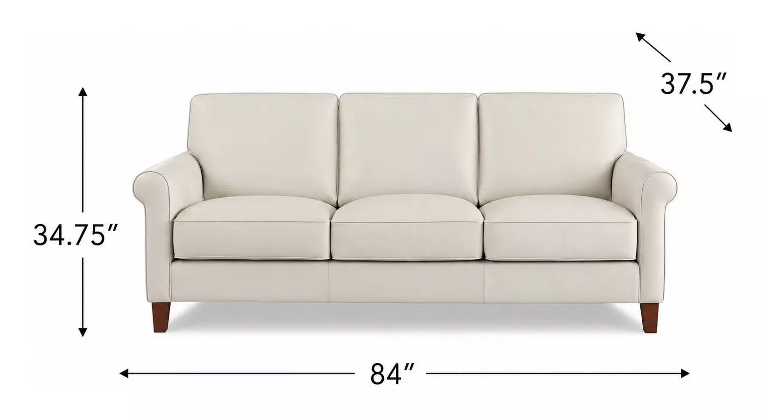 Lachlan Vanilla Leather 84" Sofa