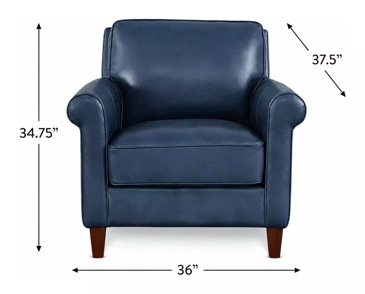 Lachlan Navy Leather Upholstered Accent Chair
