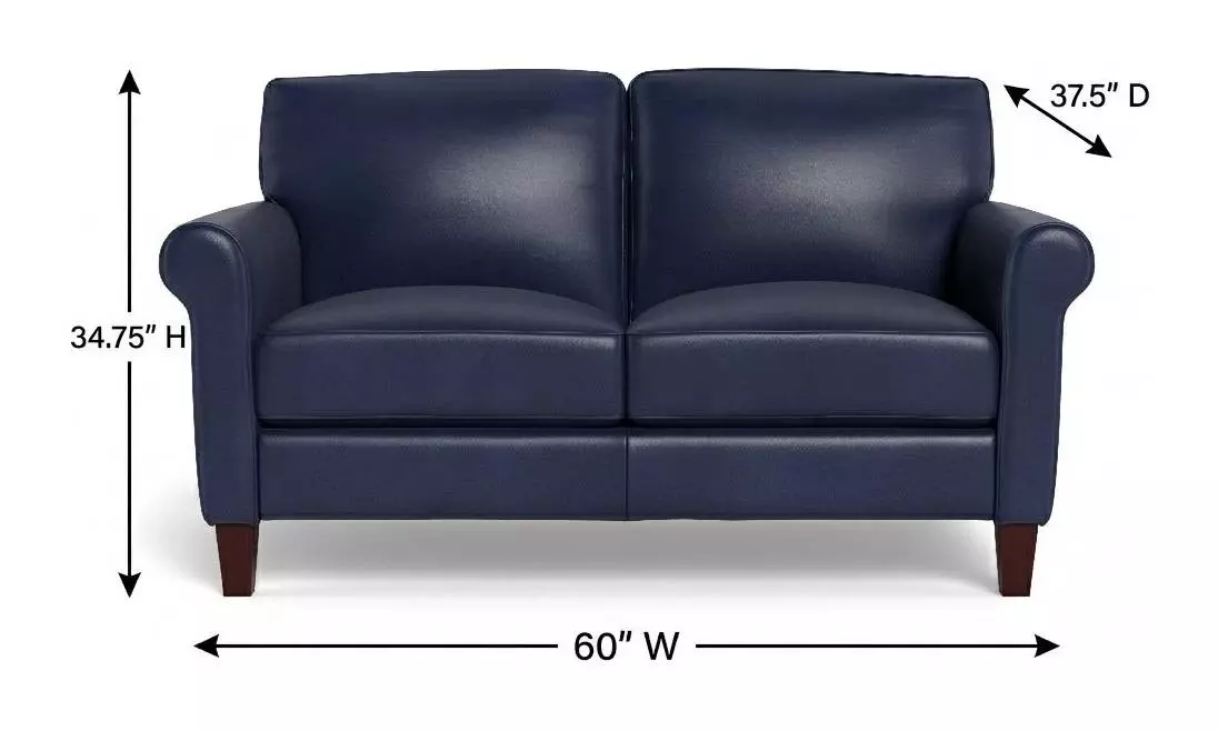 Lachlan Navy Leather 60" Loveseat