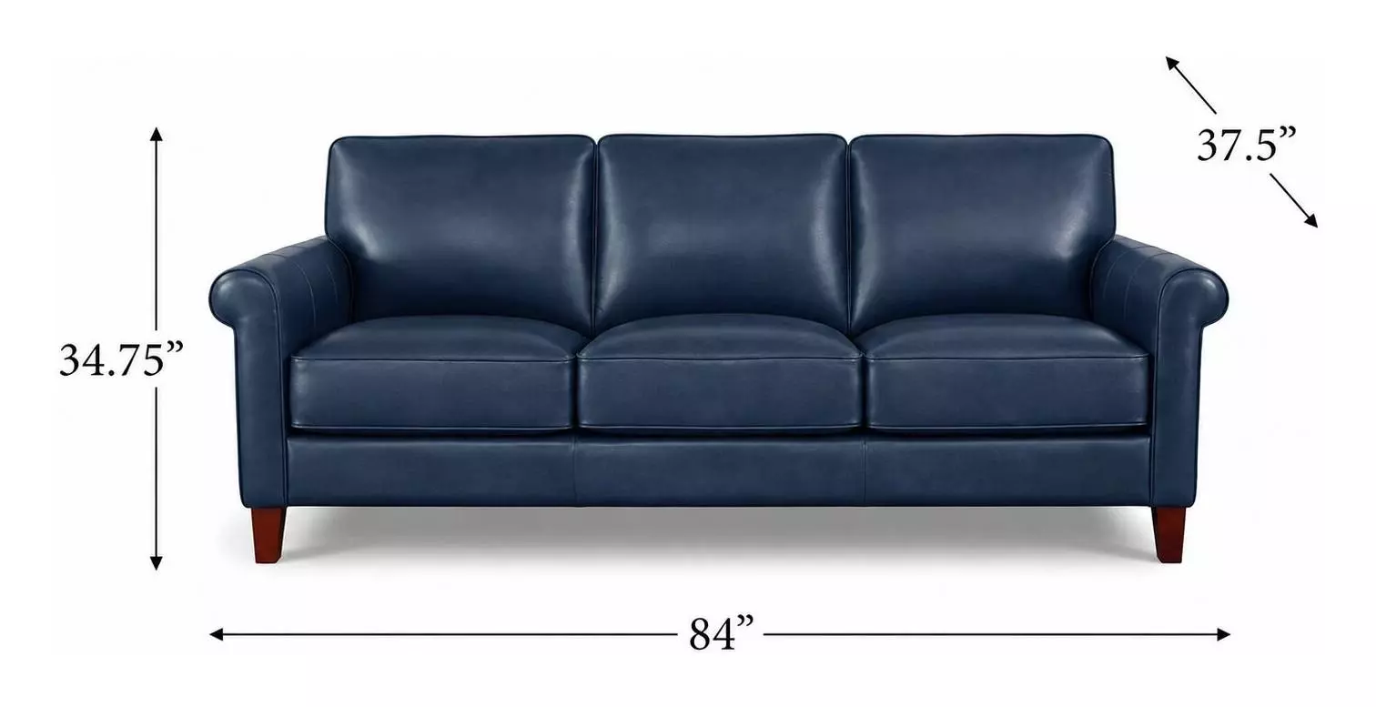 Lachlan Navy Leather 84" Sofa