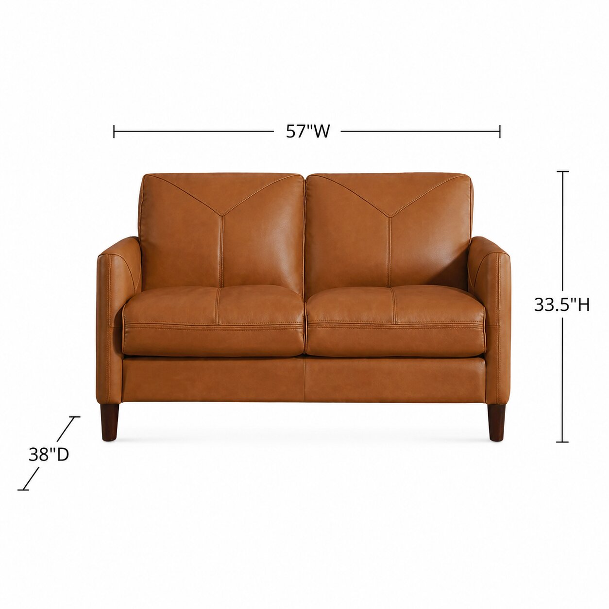 Yorwick Cognac Leather 57" Loveseat