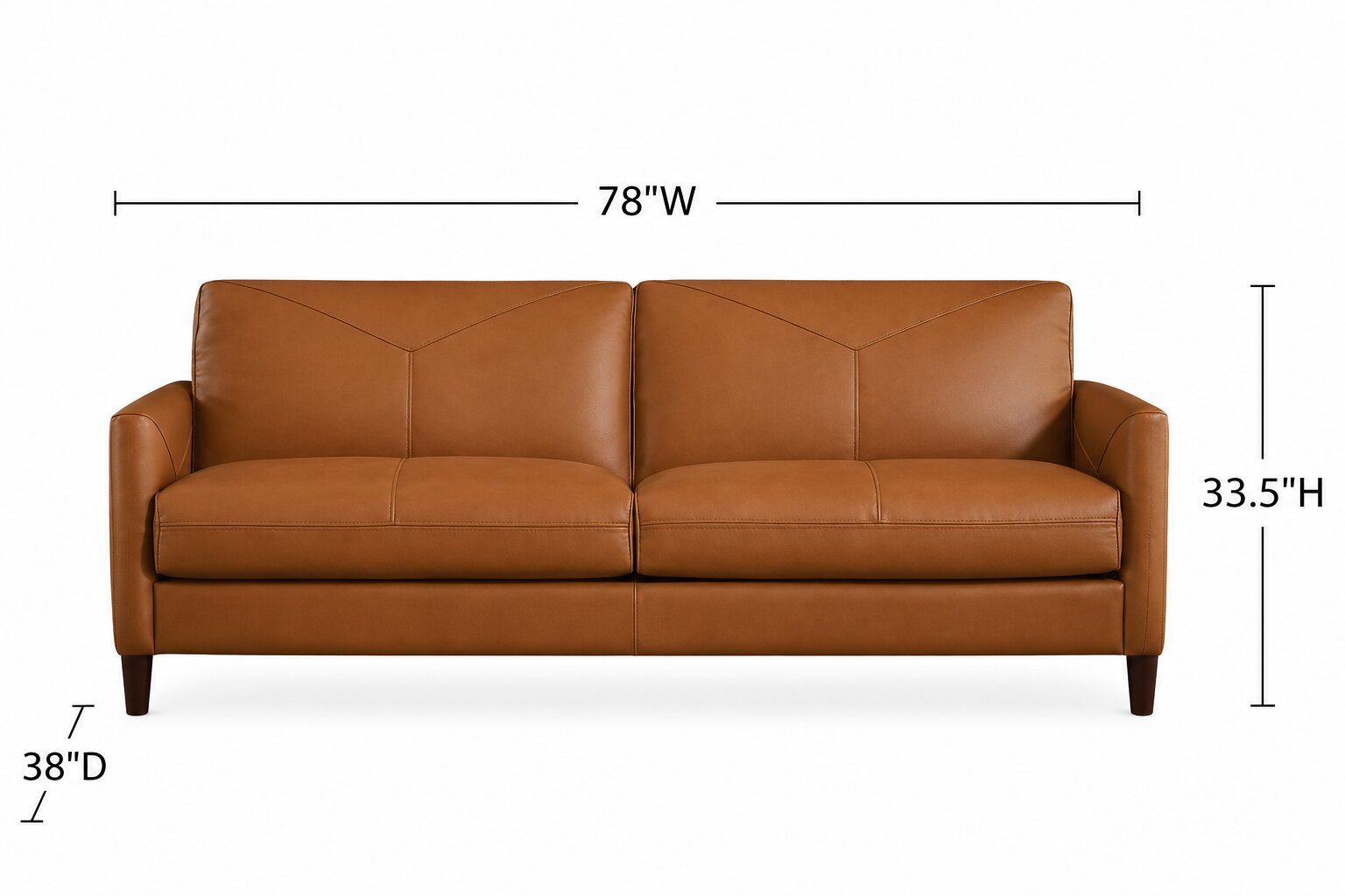 Yorwick Cognac Leather 78" Sofa
