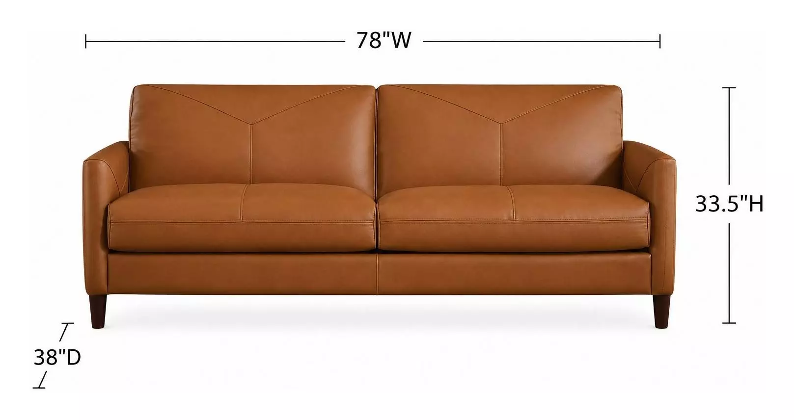 Yorwick Cognac Leather 78" Sofa