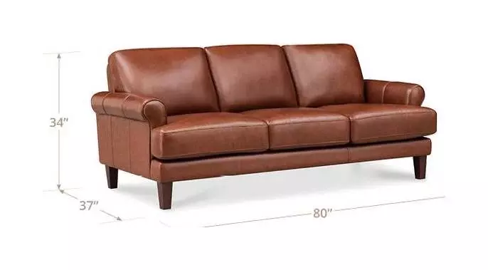 Soleil Brandy Leather 80" Sofa