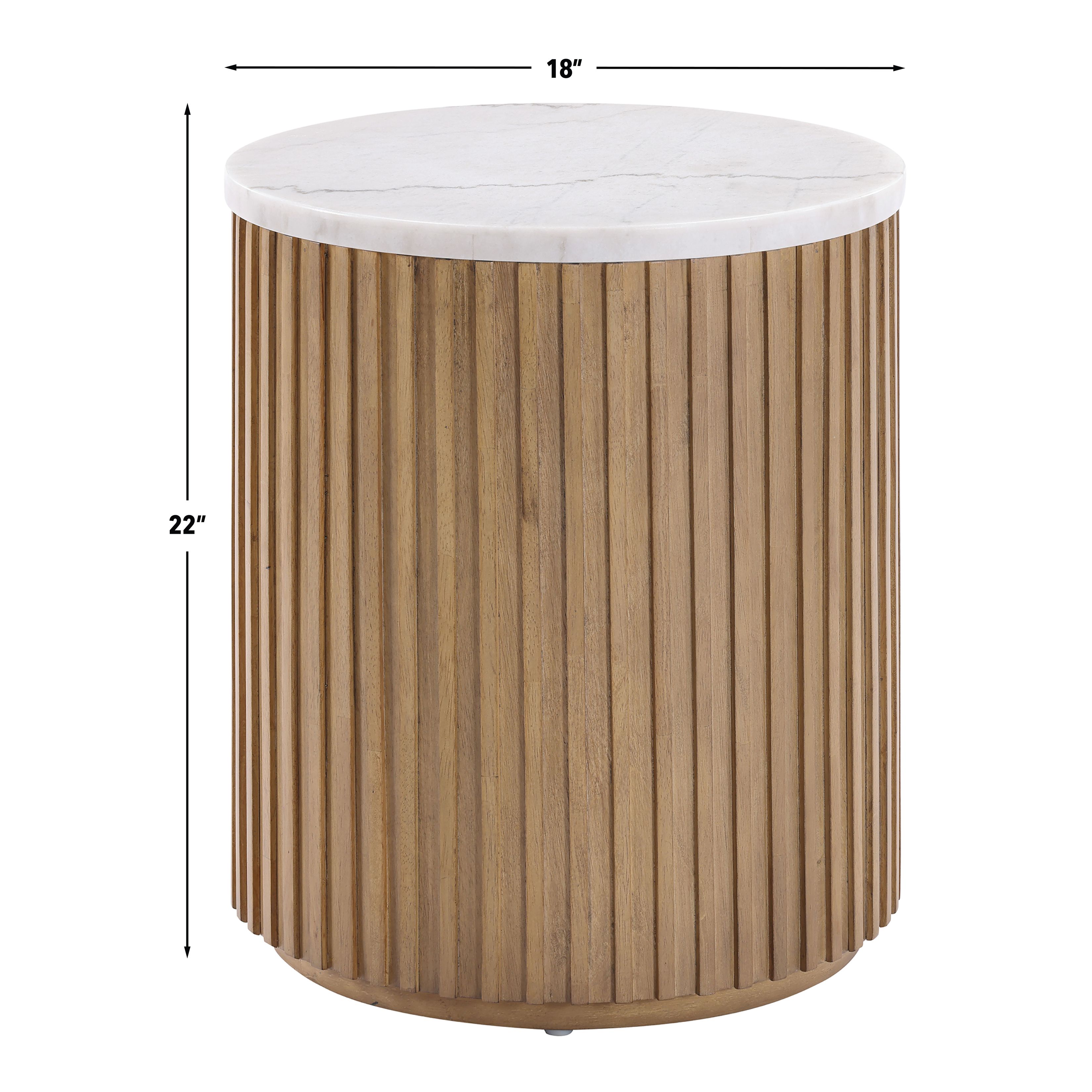 Colvin White and Toffee Round Marble Top End Table