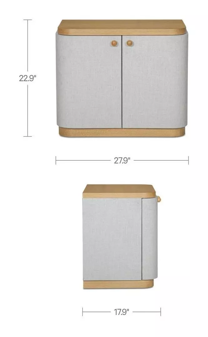 Simone Cream and Brown 2 Door Nightstand