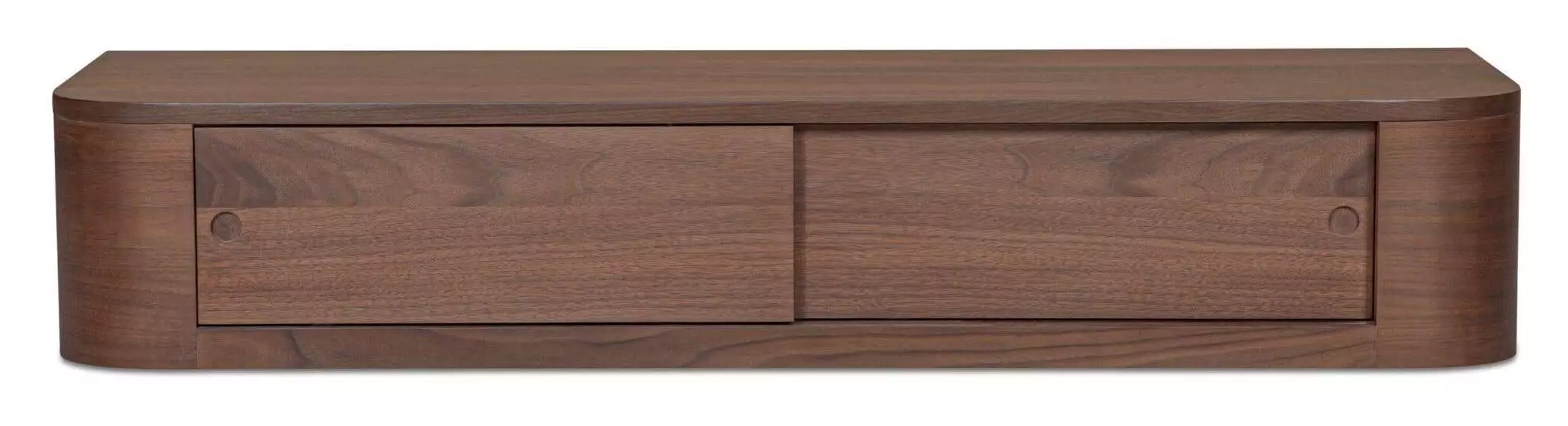 Round Off Walnut Rectangular Floating Console Table