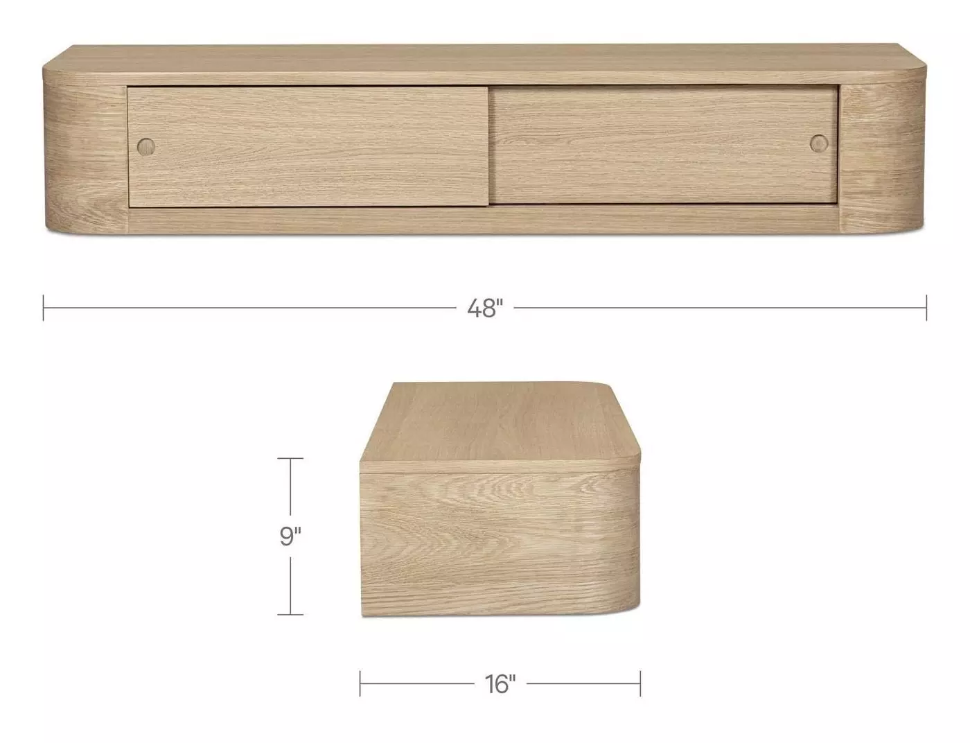 Round Off Natural Rectangular Floating Console Table