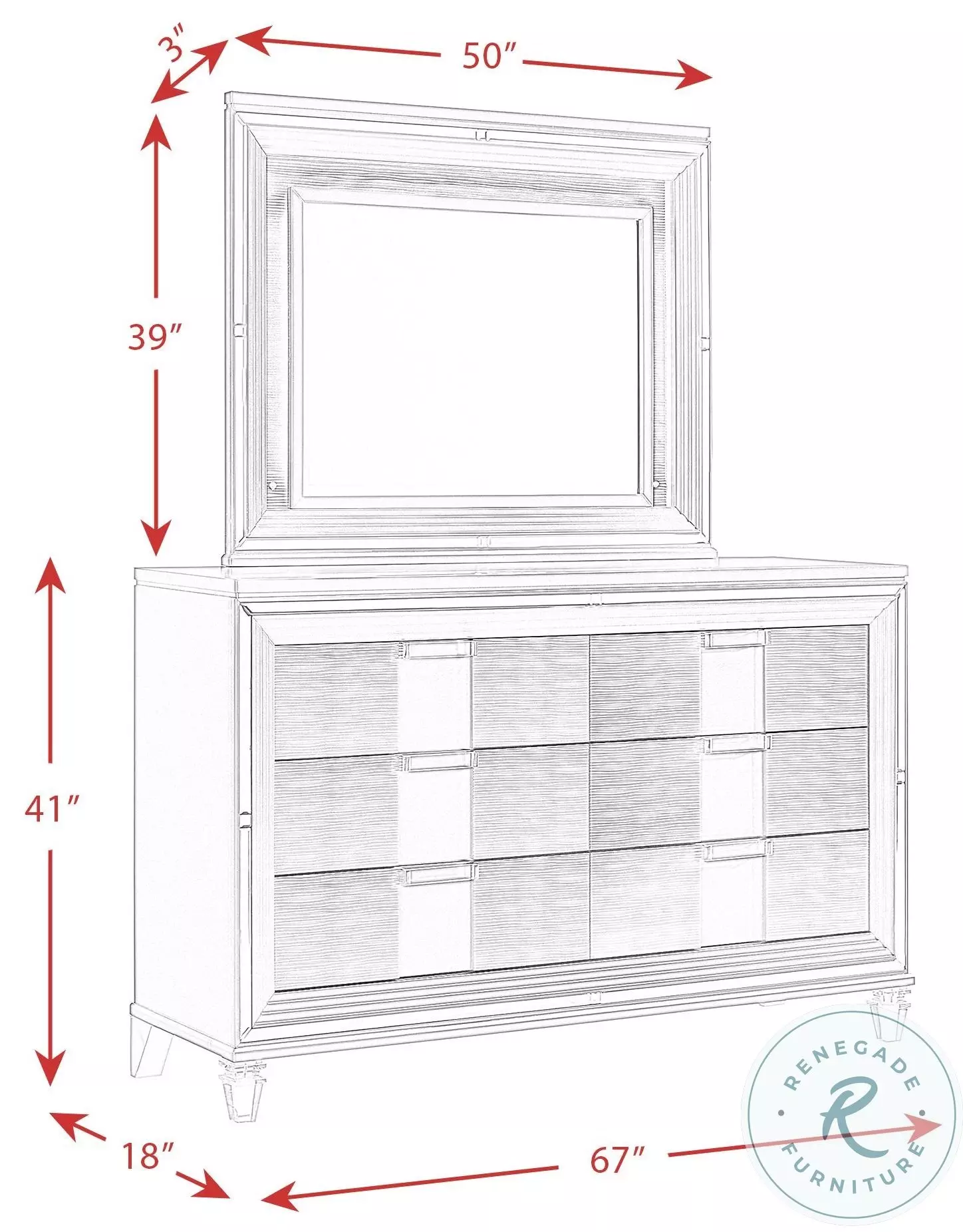 Charlotte White 6 Drawer Dresser And Mirror