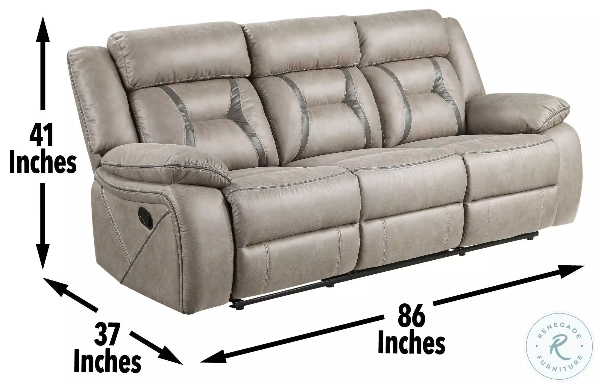 Tyson Gray Reclining Sofa with Drop Down Table And Power Strip
