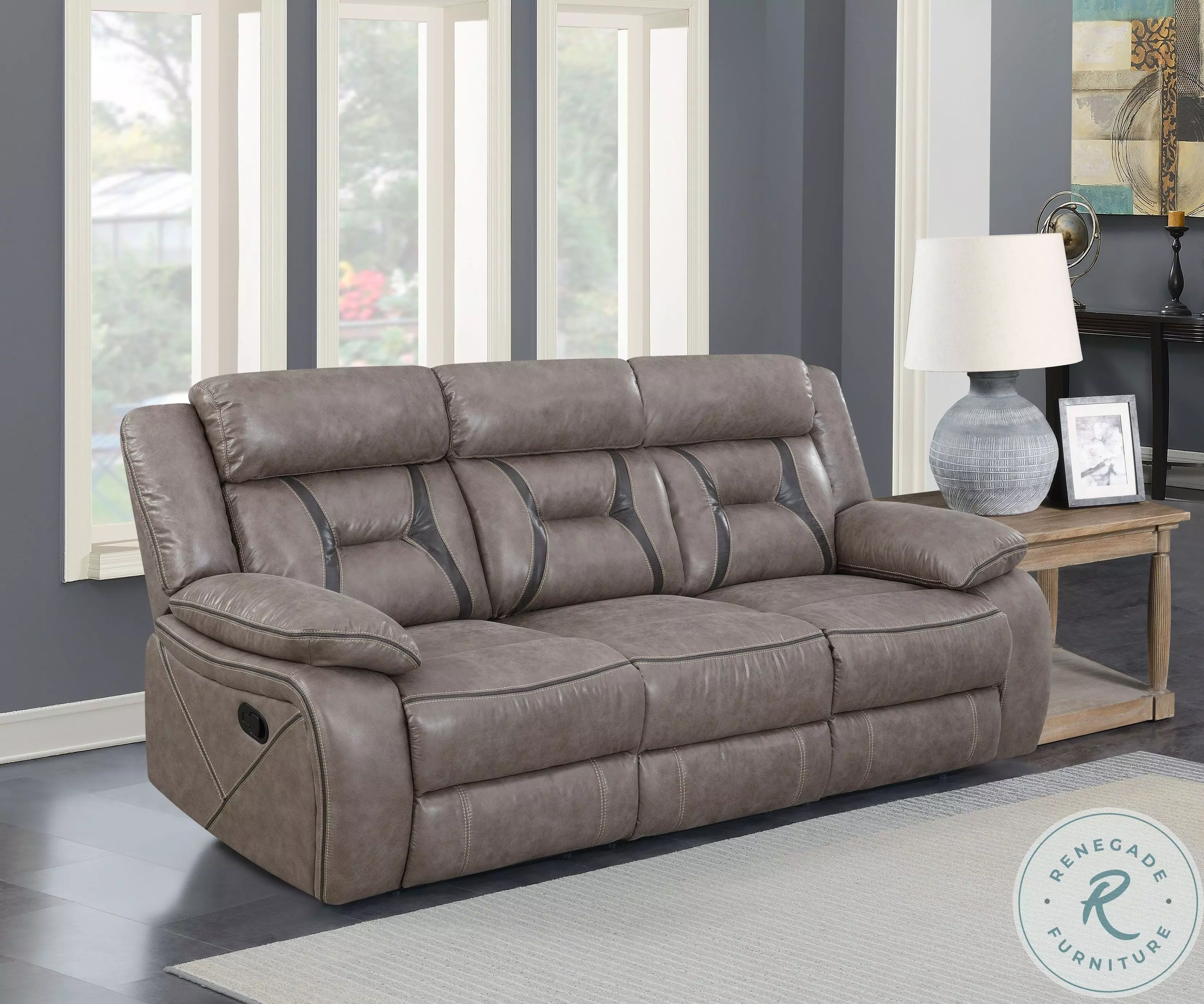 Tyson Grey Taupe Reclining Sofa From Steve Silver | Coleman Furniture