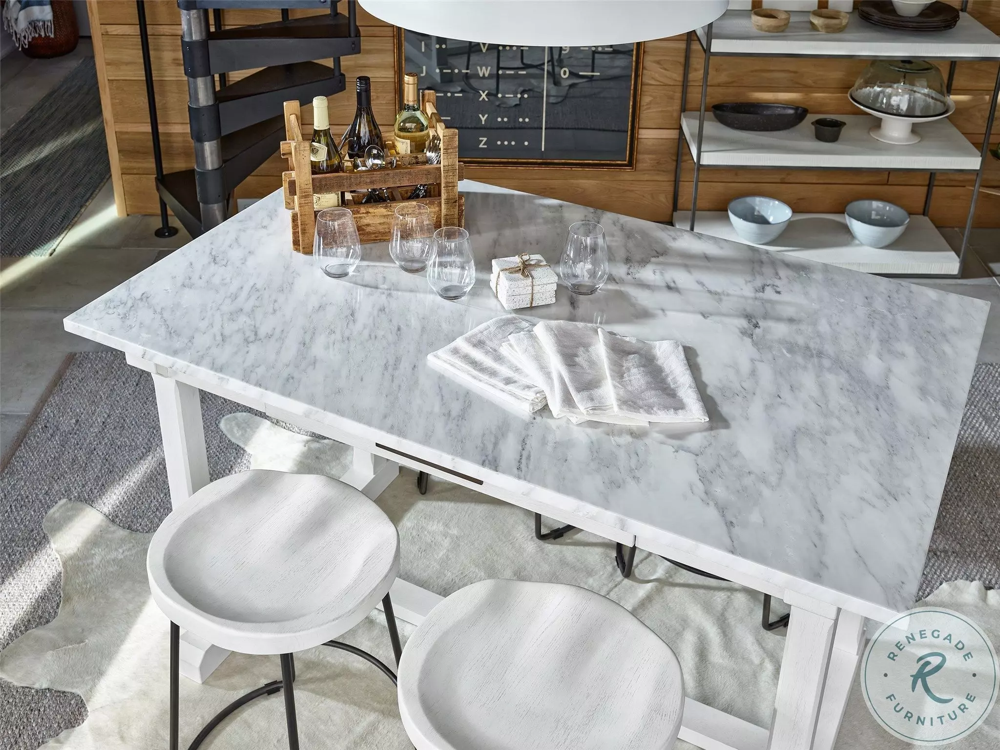 Modern Farmhouse White Elena Counter Height Dining Room Set