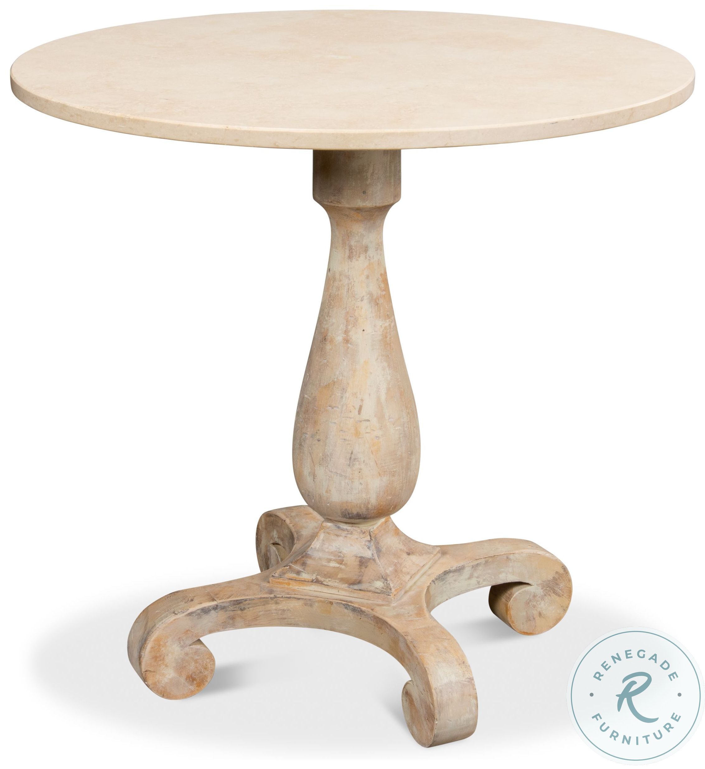 U091AS Antique Oak and Travertine Bistro Table from Sarreid Coleman
