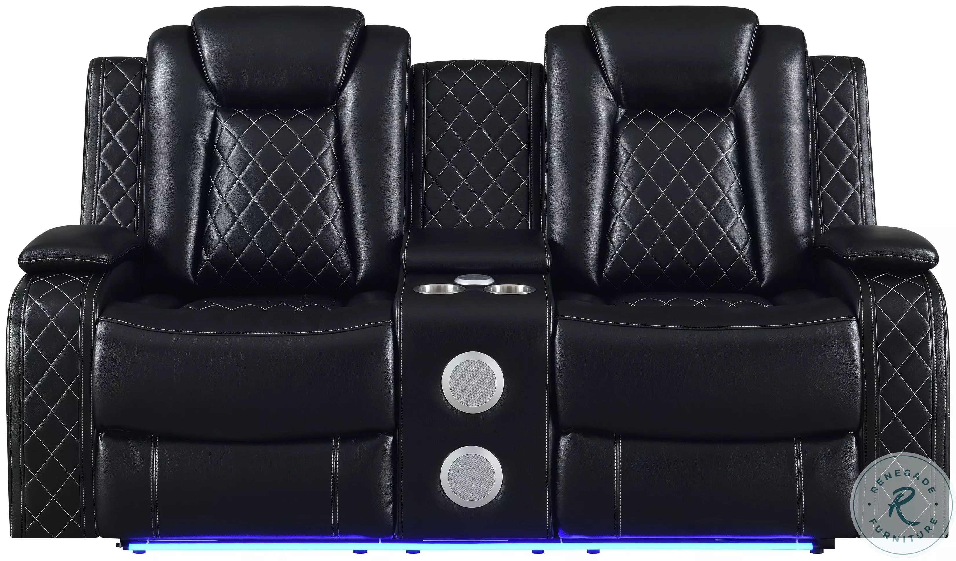Orion Black Reclining Console Loveseat with Power Headrest and