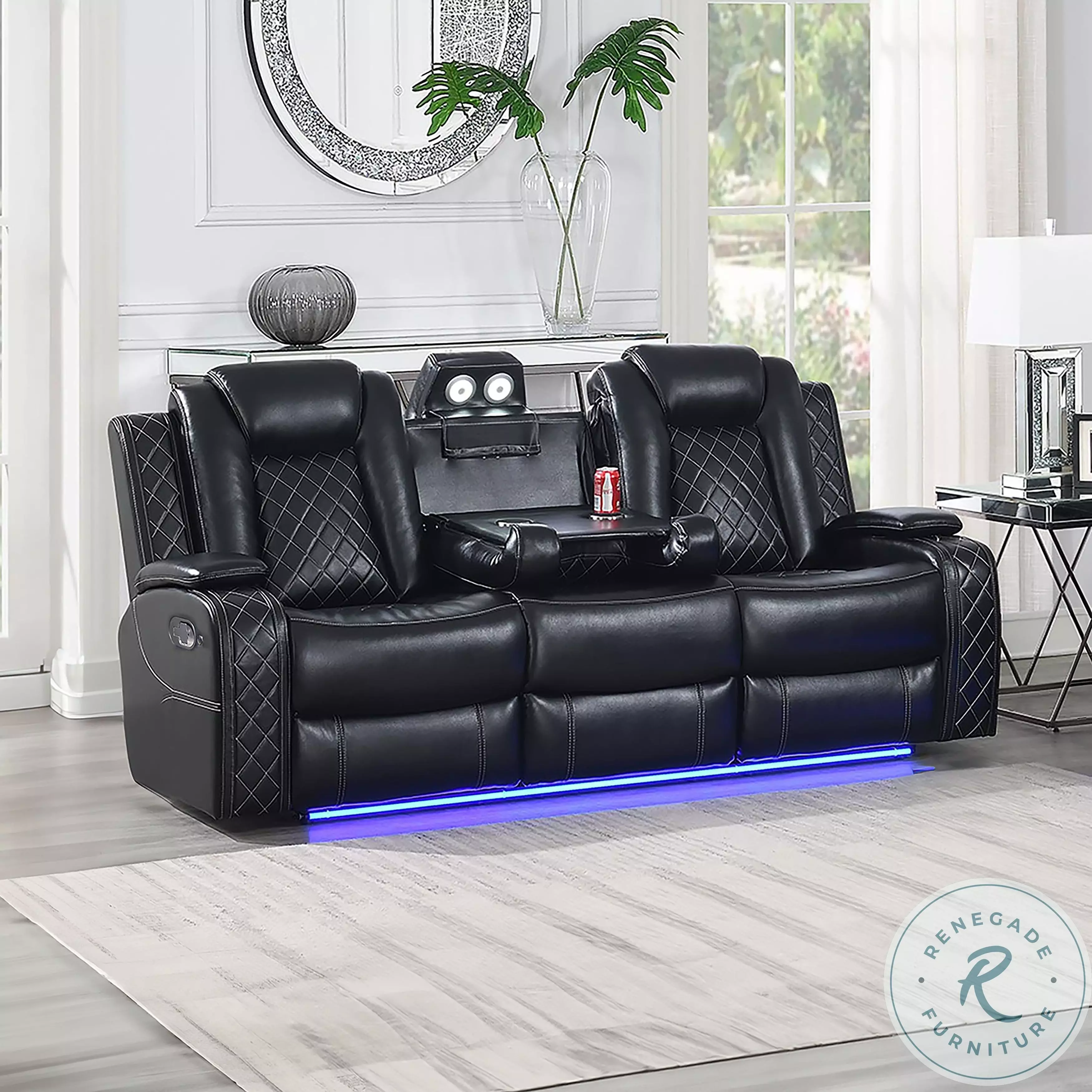 Orion II Black Reclining Sofa From New Classic | Home Gallery Stores