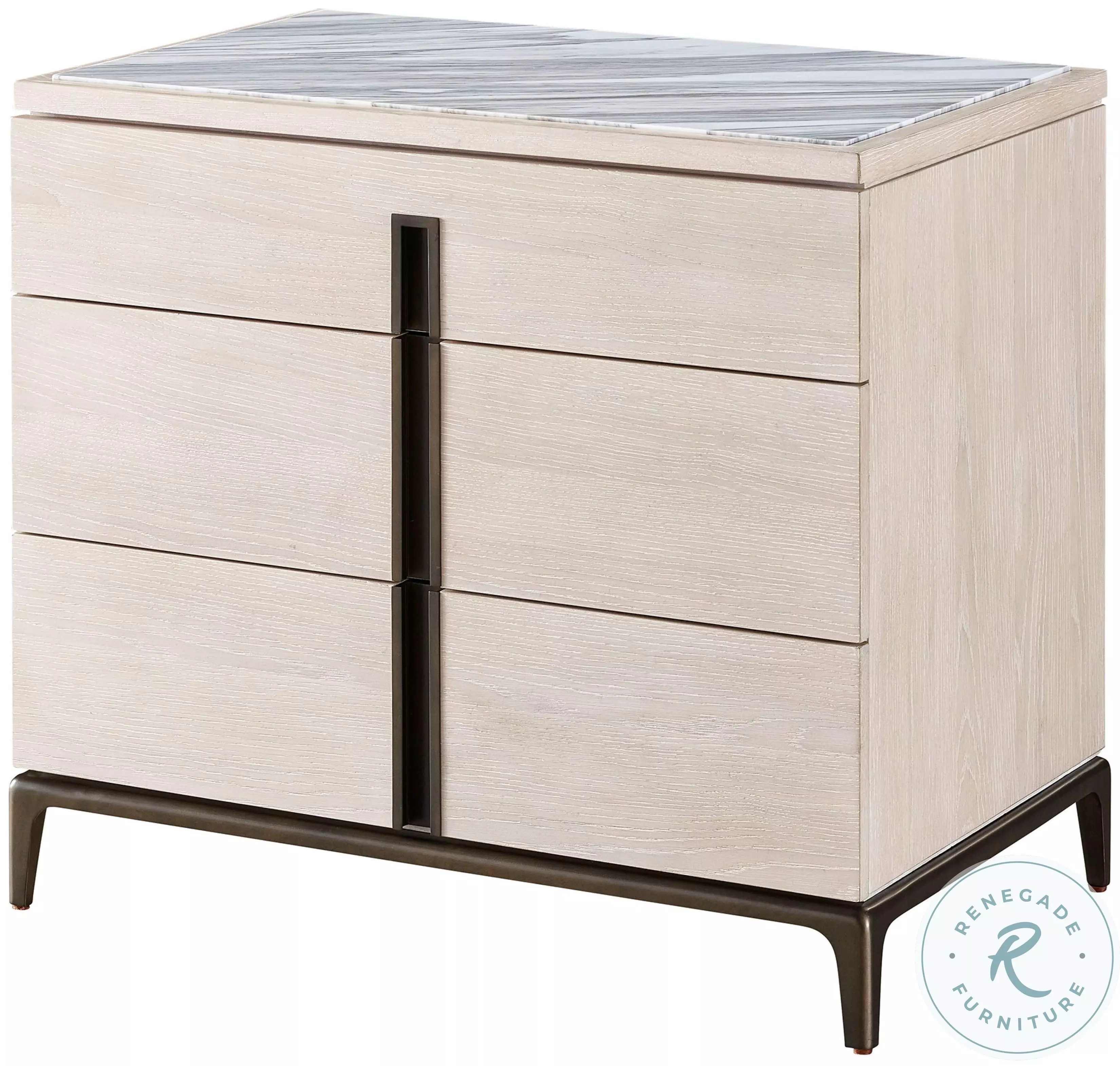 Erinn V X Calacatta Marble And Silver Lining 3 Drawer Maren