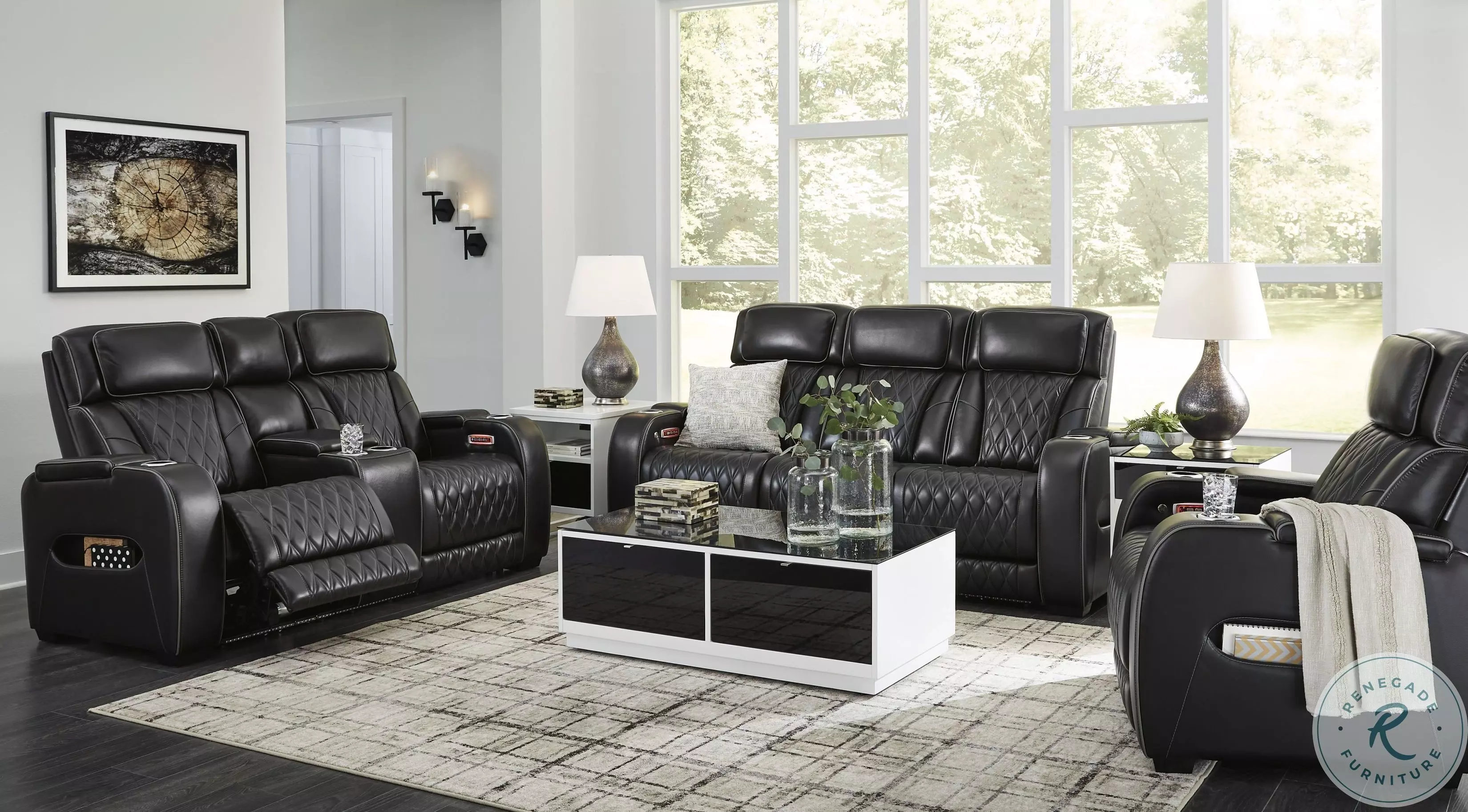 Boyington Black Power Reclining Living Room Set with Adjustable
