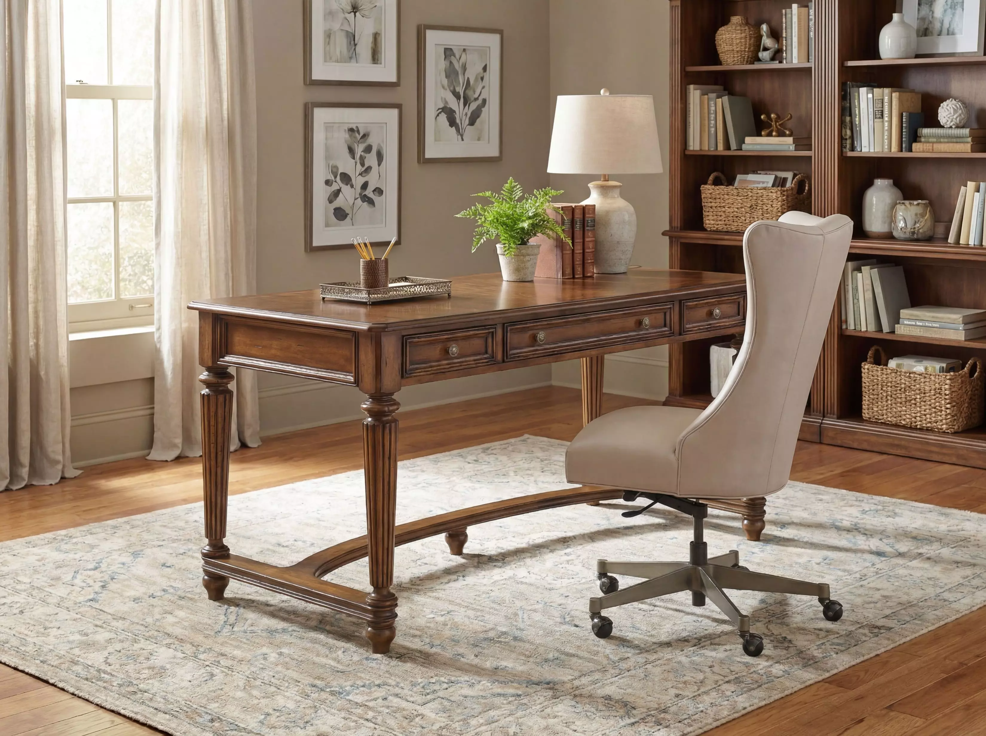 Brookhaven Cherry Leg Desk from Hooker | Coleman Furniture