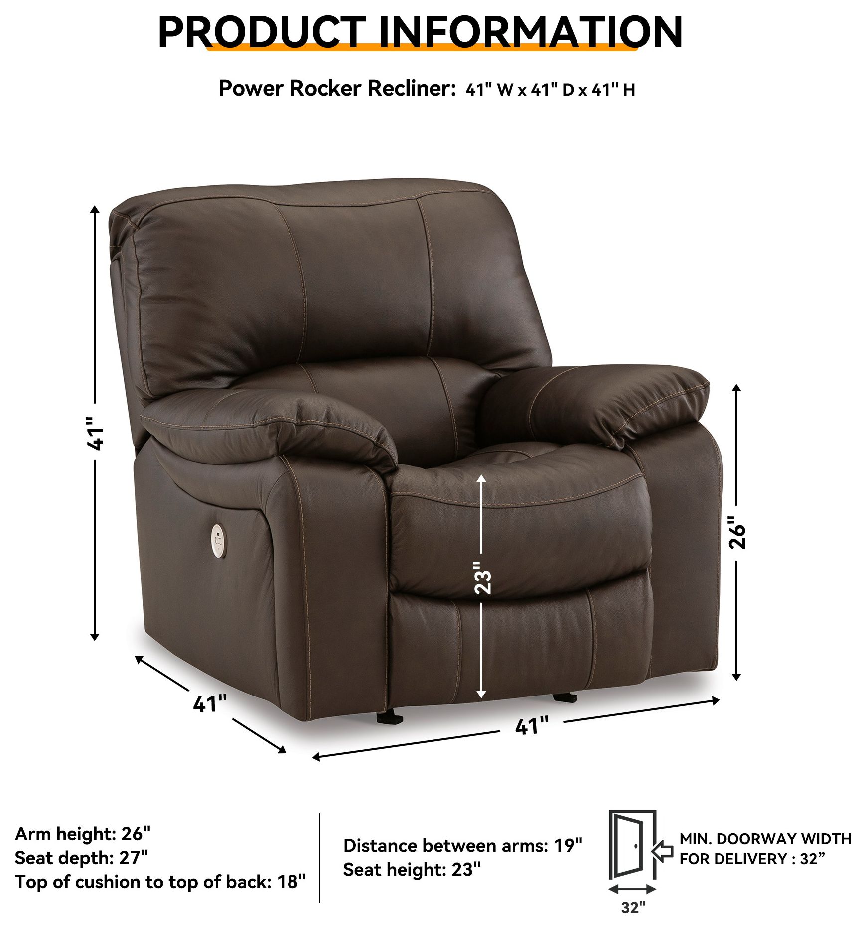 Leesworth Dark Brown Power Recliner