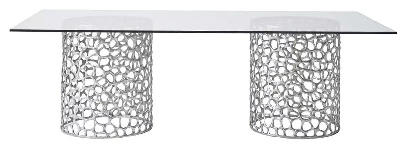 【引取限定】Glass Top Table Azure Antique Nickel 100
