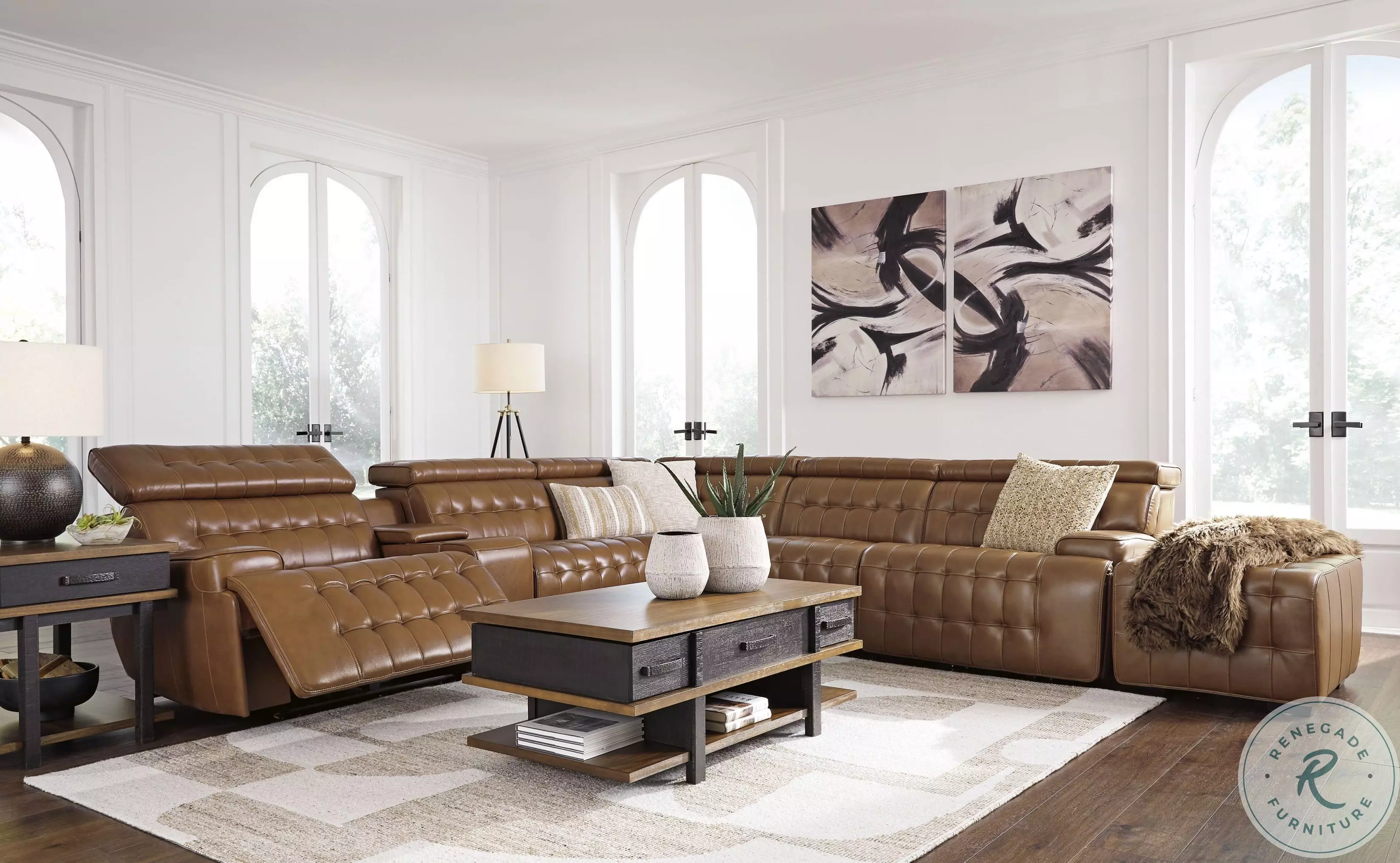 Temmpton Chocolate Leather Sectional From Ashley Furniture | Coleman  Furniture, image size:3300x2035