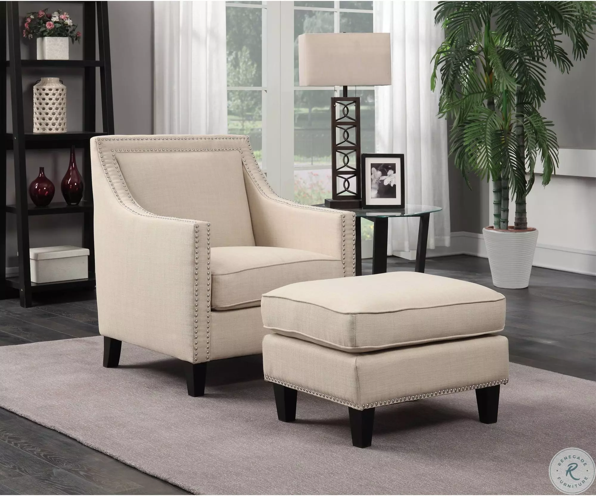 Emery Natural Chair with Ottoman from Elements Furniture