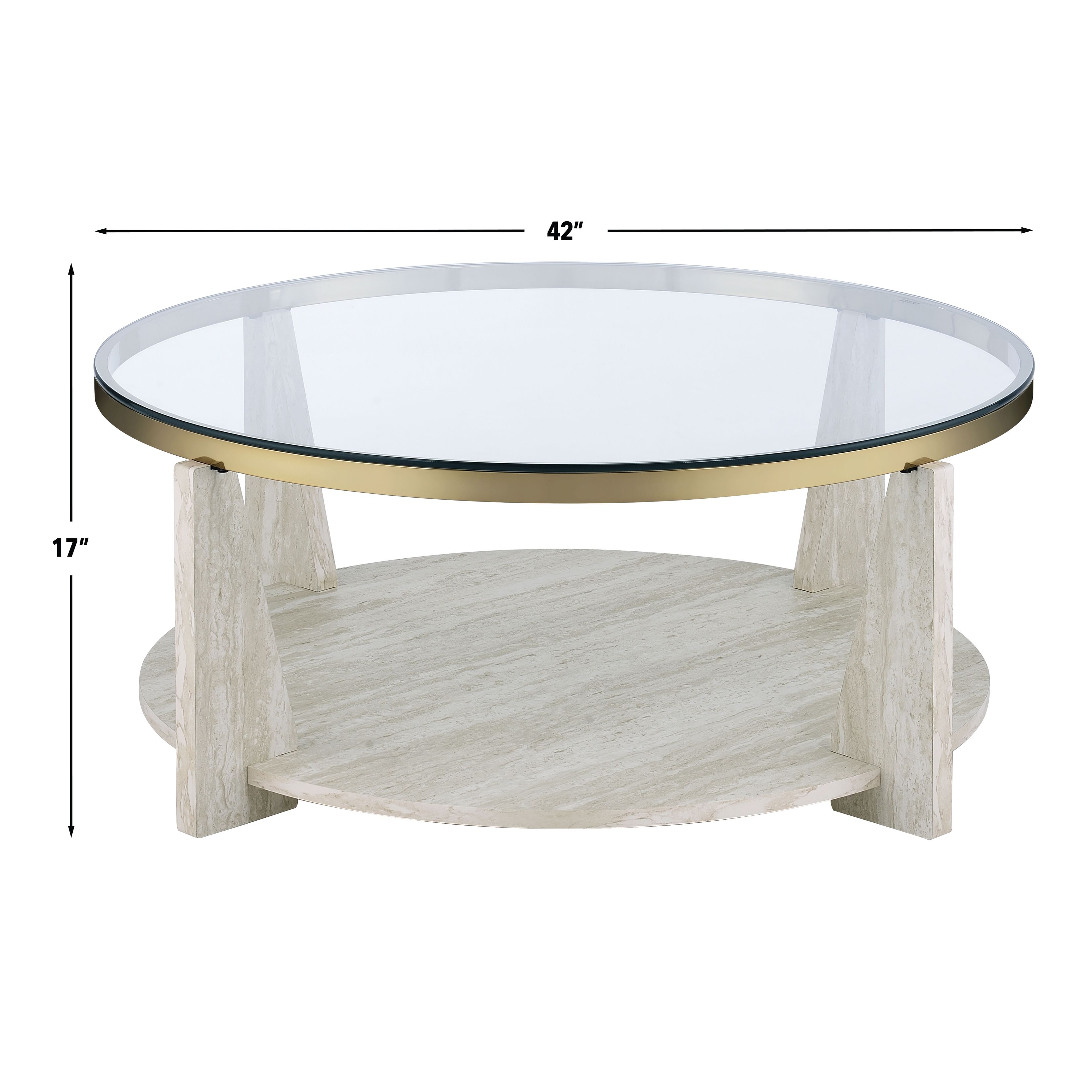 Wanda Beige Round Glass Top Coffee Table with Casters