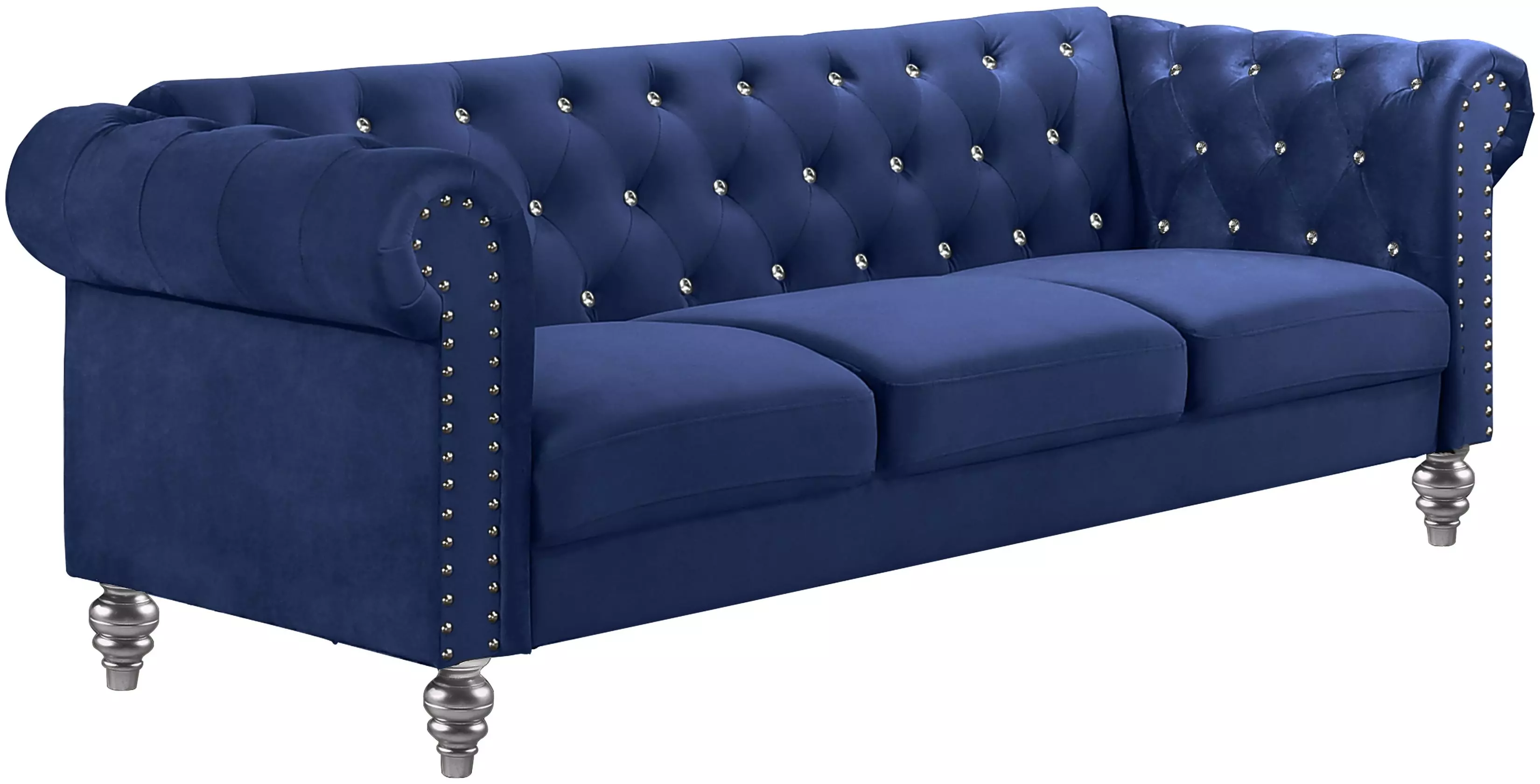 Emma Roll-Arm Sofa, One Size, Blue