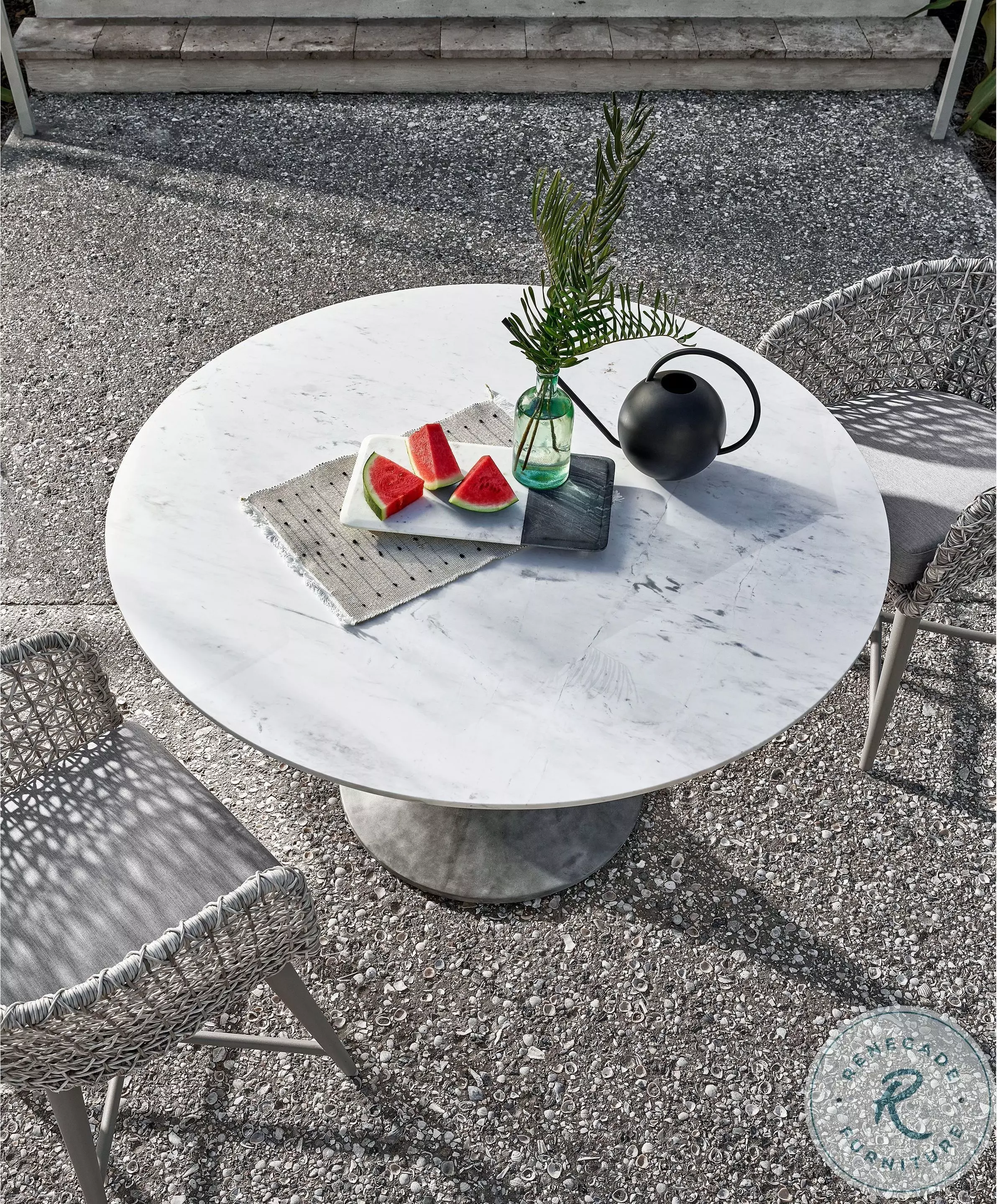 Coastal Living Santa Cruz Faux Marble Outdoor Dining Table From