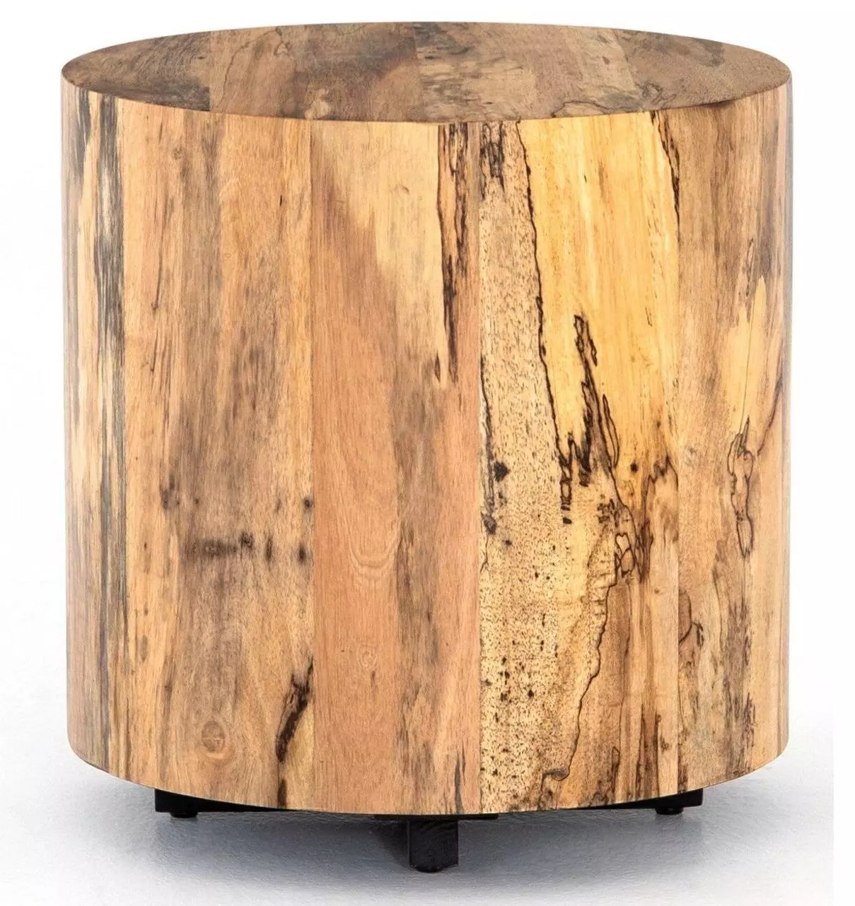 Redding Rustic Lodge Light Brown Pine Wood Round Drum End Table