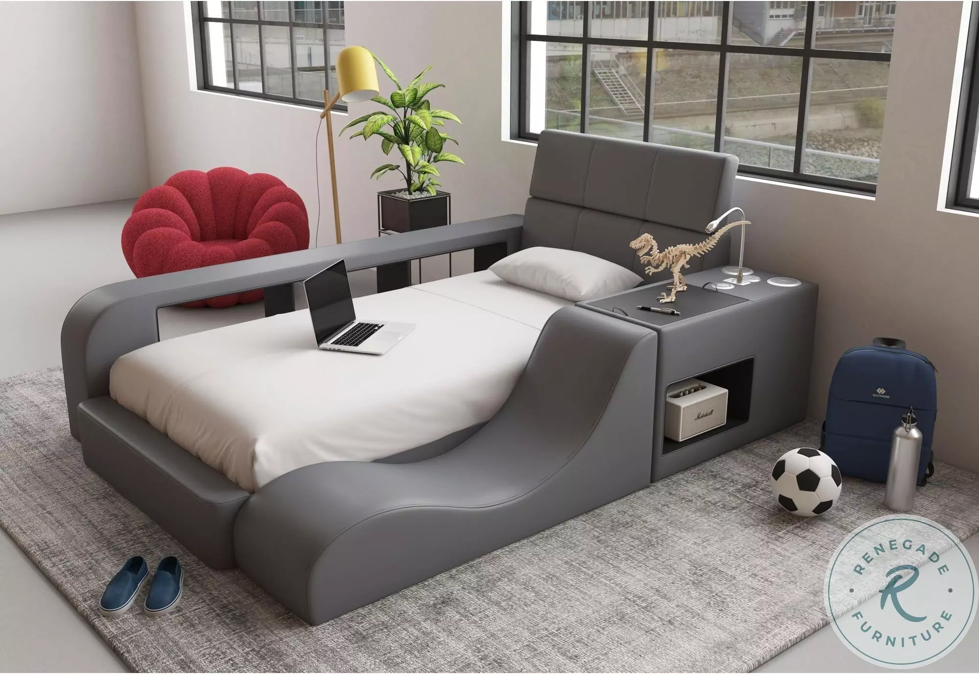 Booker Grey Youth Upholstered Panel Bedroom Set from Picket House
