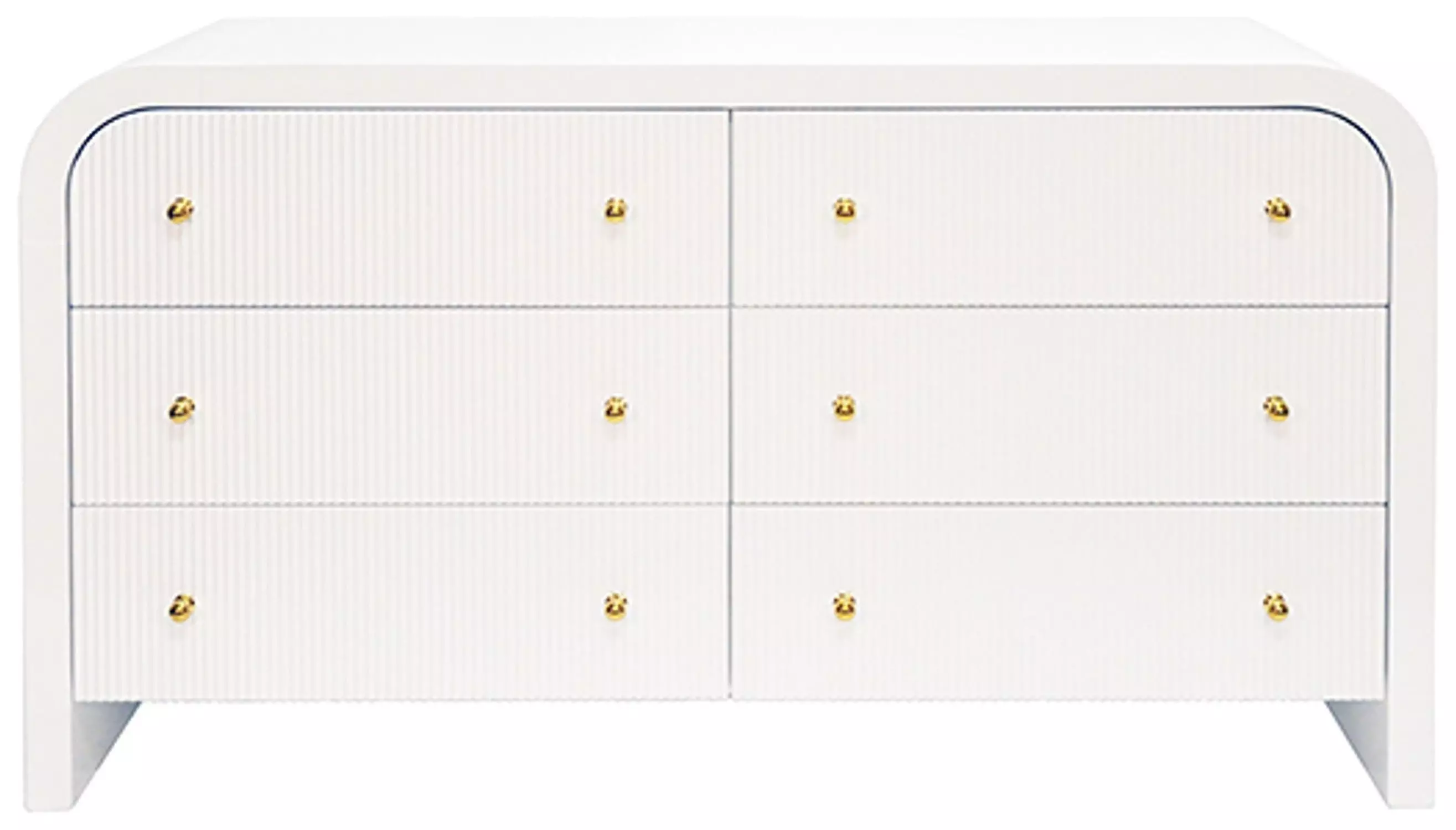 WONDERFUL WORLDワンダフルワールドフード付ピコフリルホワイトベスト Valentina White Lacquer Soft Close 6 Drawer Dresser With Fluted