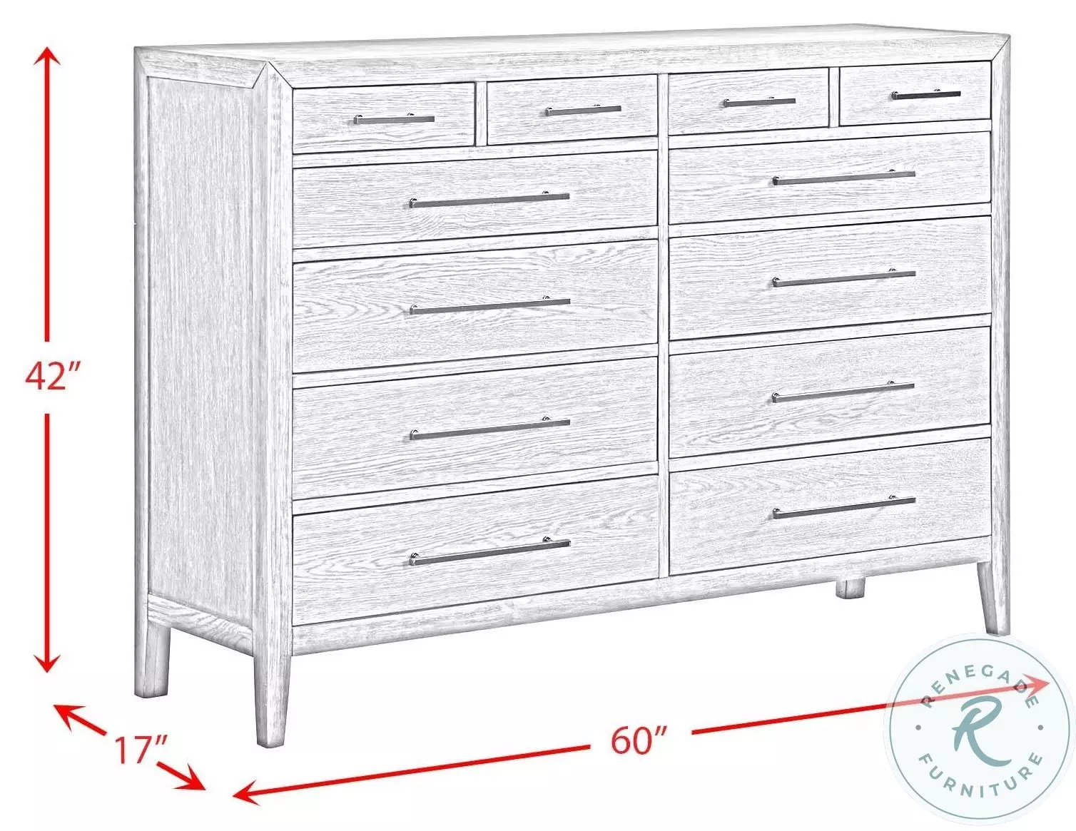 Armes Grey 12 Drawer Dresser