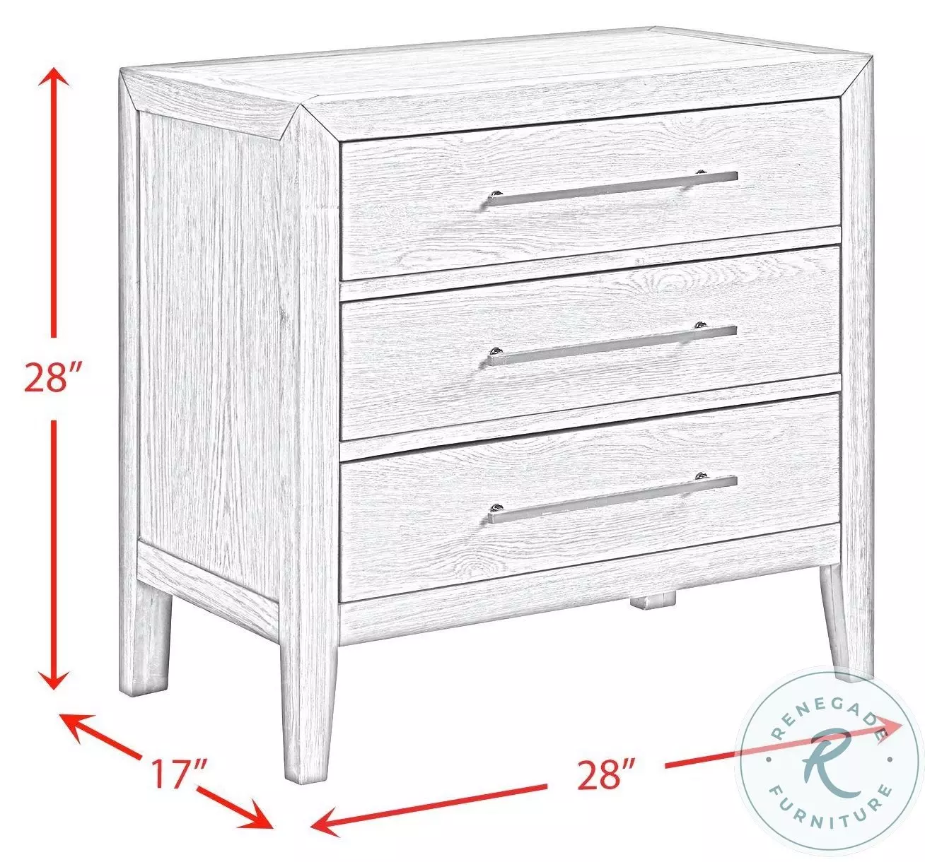 Armes Black 3 Drawer Nightstand