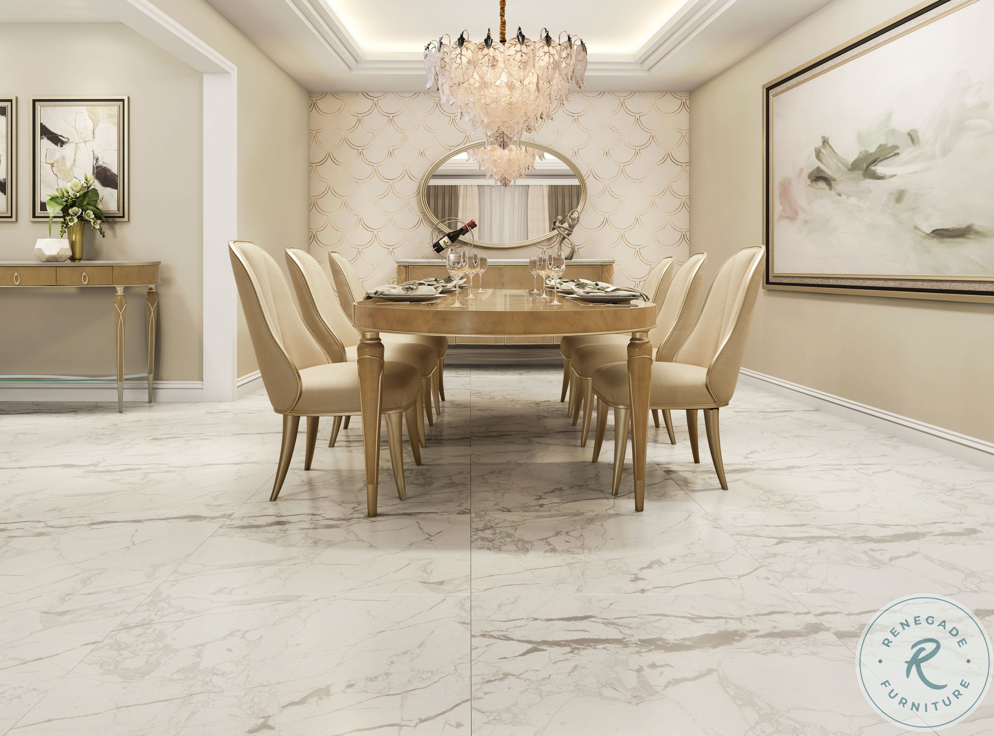 Cherie_Y【美品】the urban blance Villa Cherie Caramel Extendable Oval Dining Room Set From Michael