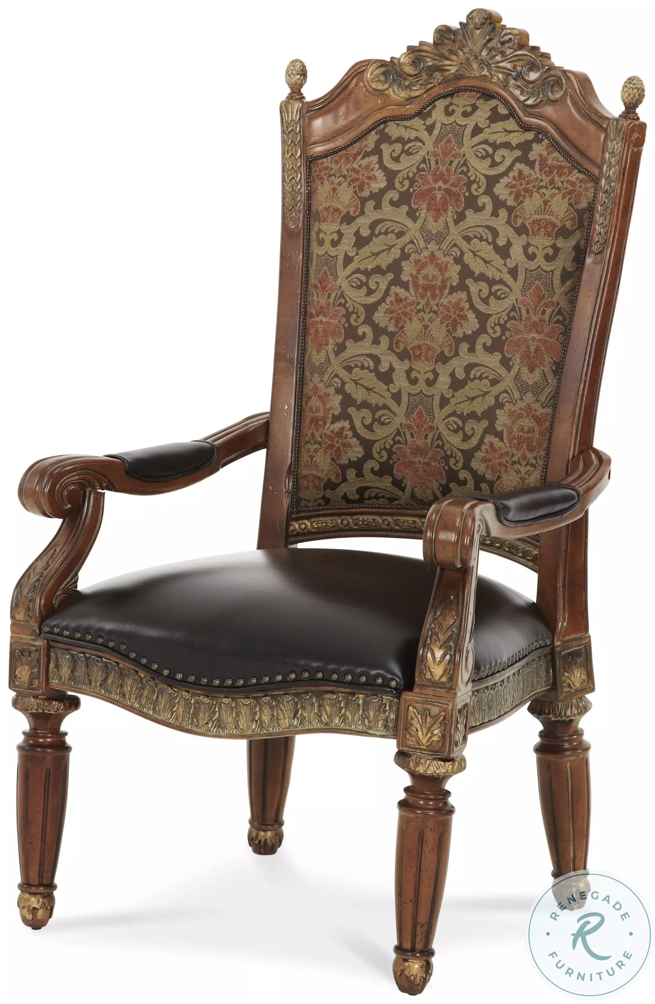 Villa Valencia Classic Chestnut Leather Arm Chair Set of 2 From